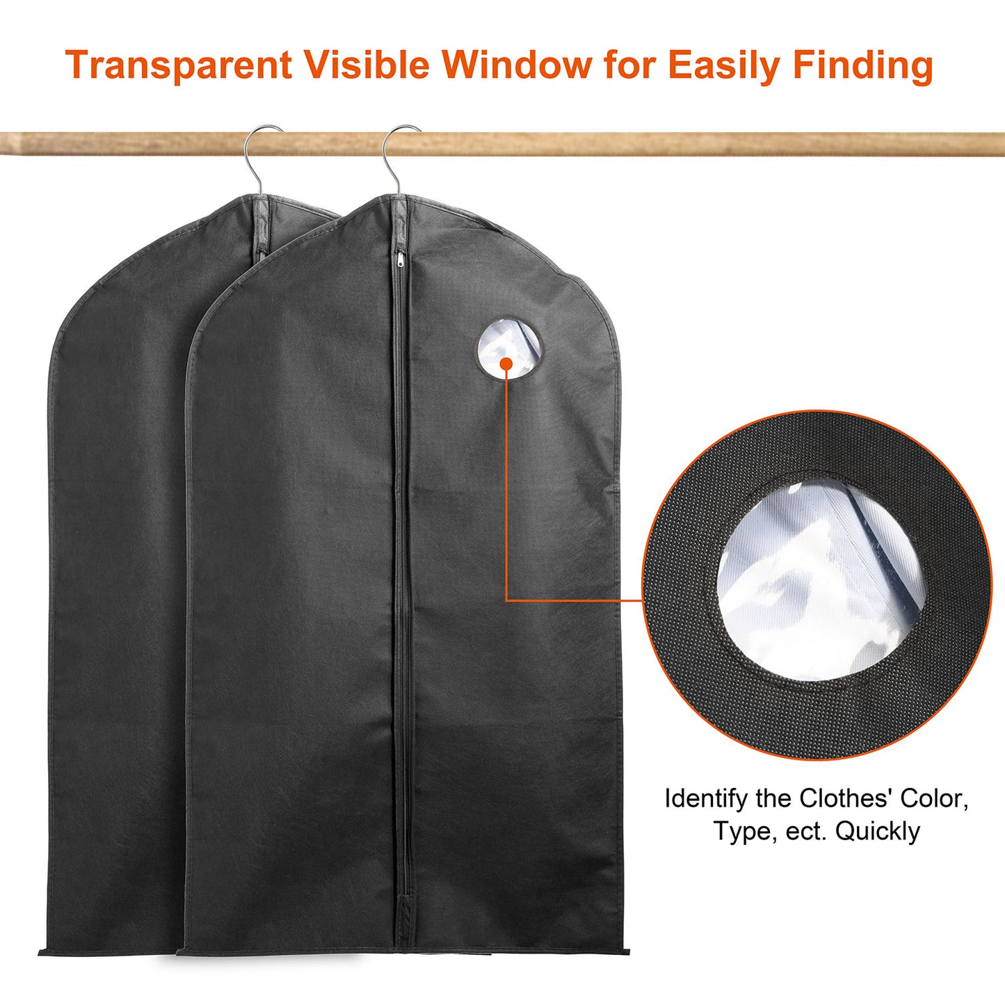 5Pcs 39in Garment Bags Hanging Suit Bags Covers Breathable