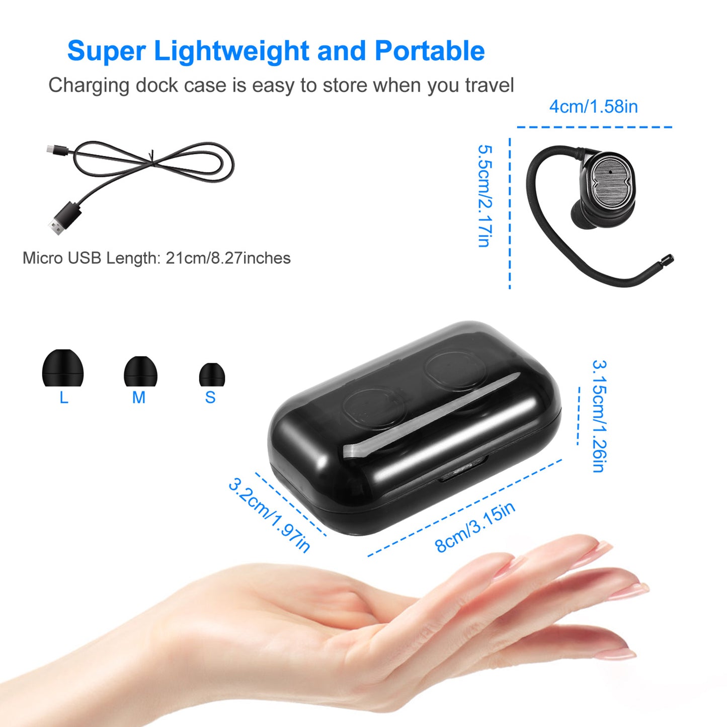 TWS Wireless 5.0 Earbuds IPX4 Touch In-Ear Stereo Earphone Noise Canceling Earpieces