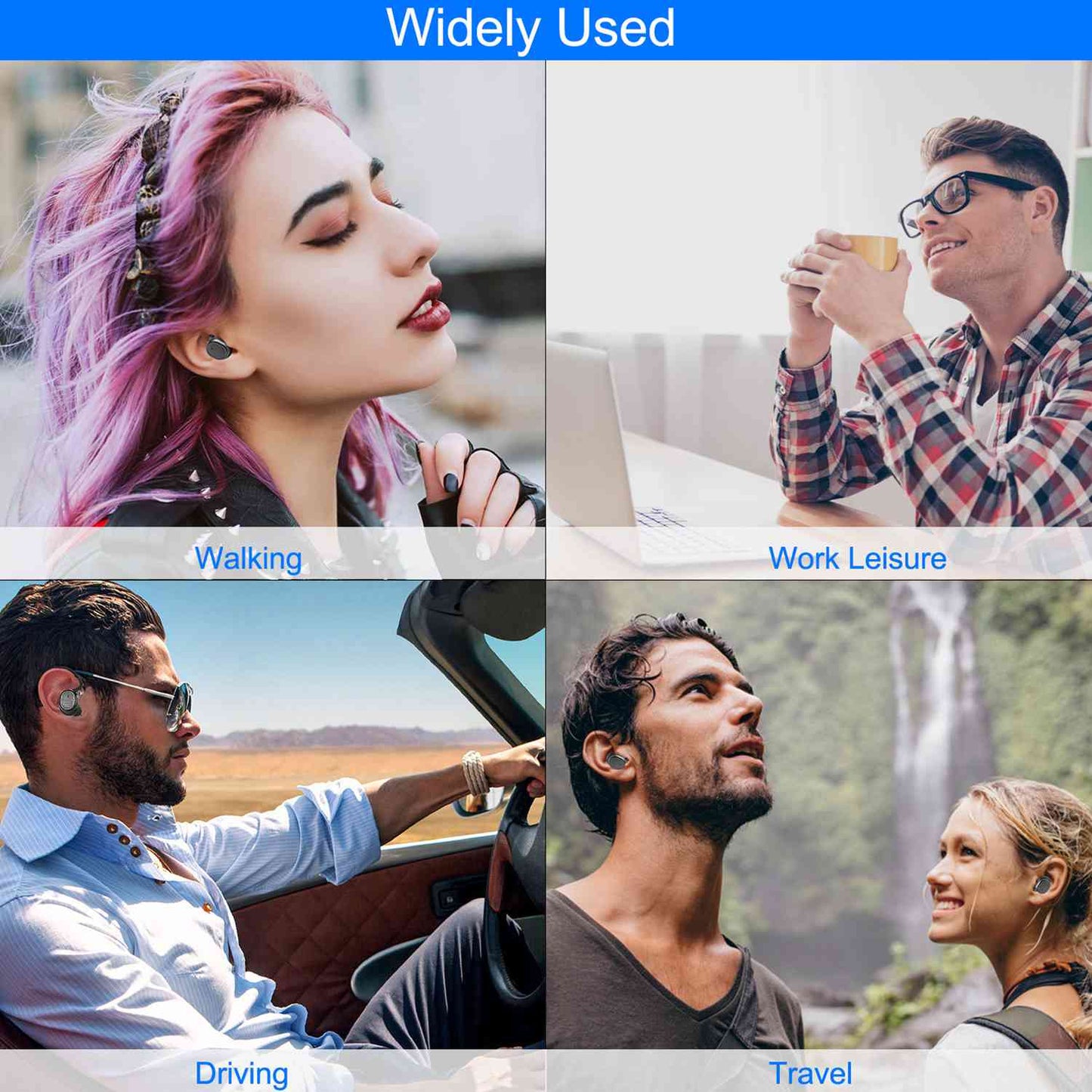 TWS Wireless 5.0 Earbuds IPX4 Touch In-Ear Stereo Earphone Noise Canceling Earpieces