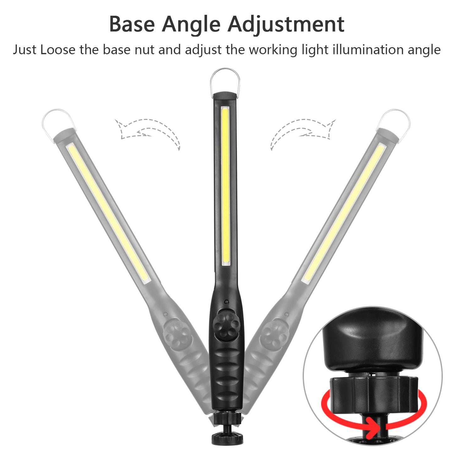 COB Work Light IPX4 Handheld Emergency LED Lamp Dimmable Magnetic Hook