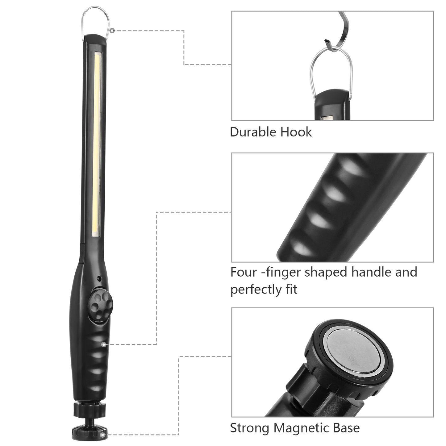 COB Work Light IPX4 Handheld Emergency LED Lamp Dimmable Magnetic Hook