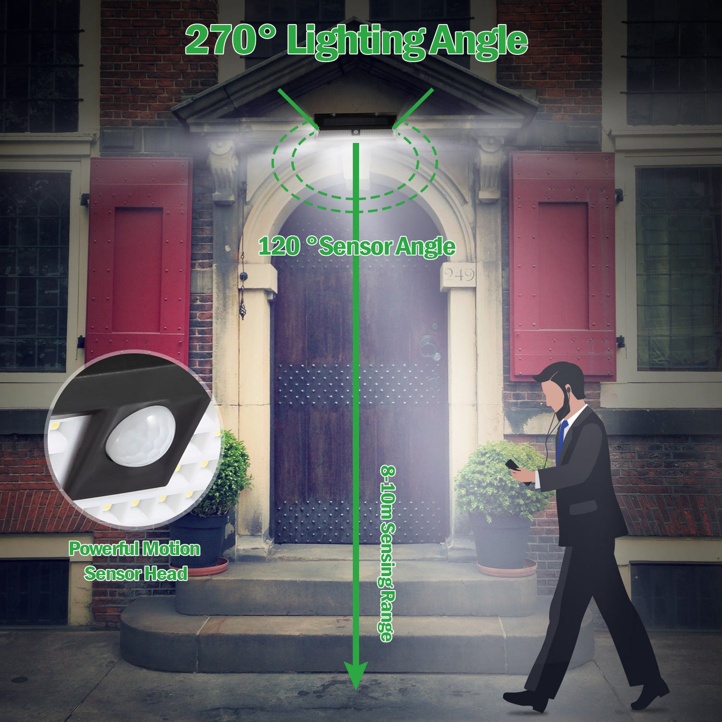 Solar Lights 118 LEDs Solar Wall Light Outdoor Motion Sensor Lamp