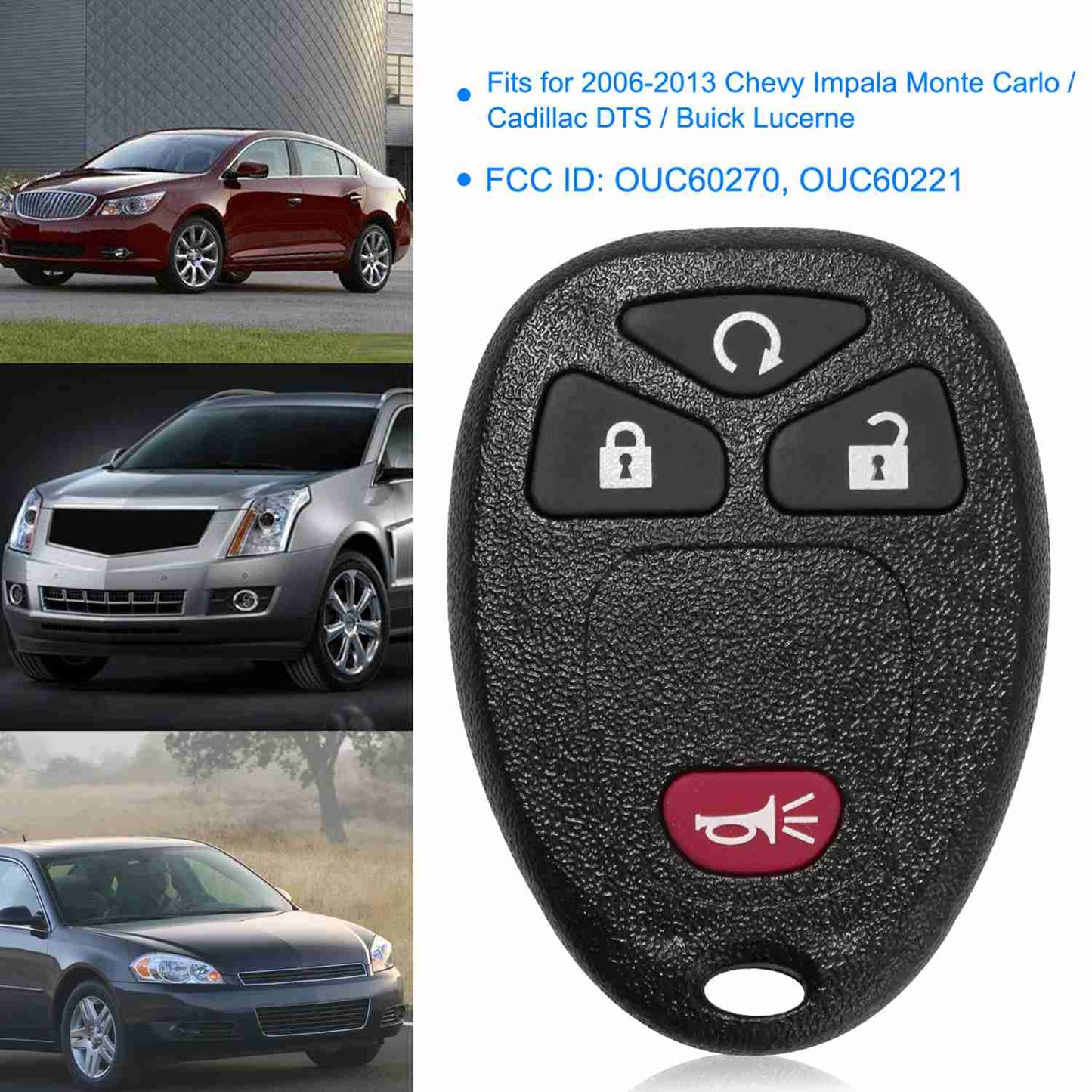 2 Keyless Entry Car Key Remote Key Fob Case Button Pad Replacement for OUC60270
