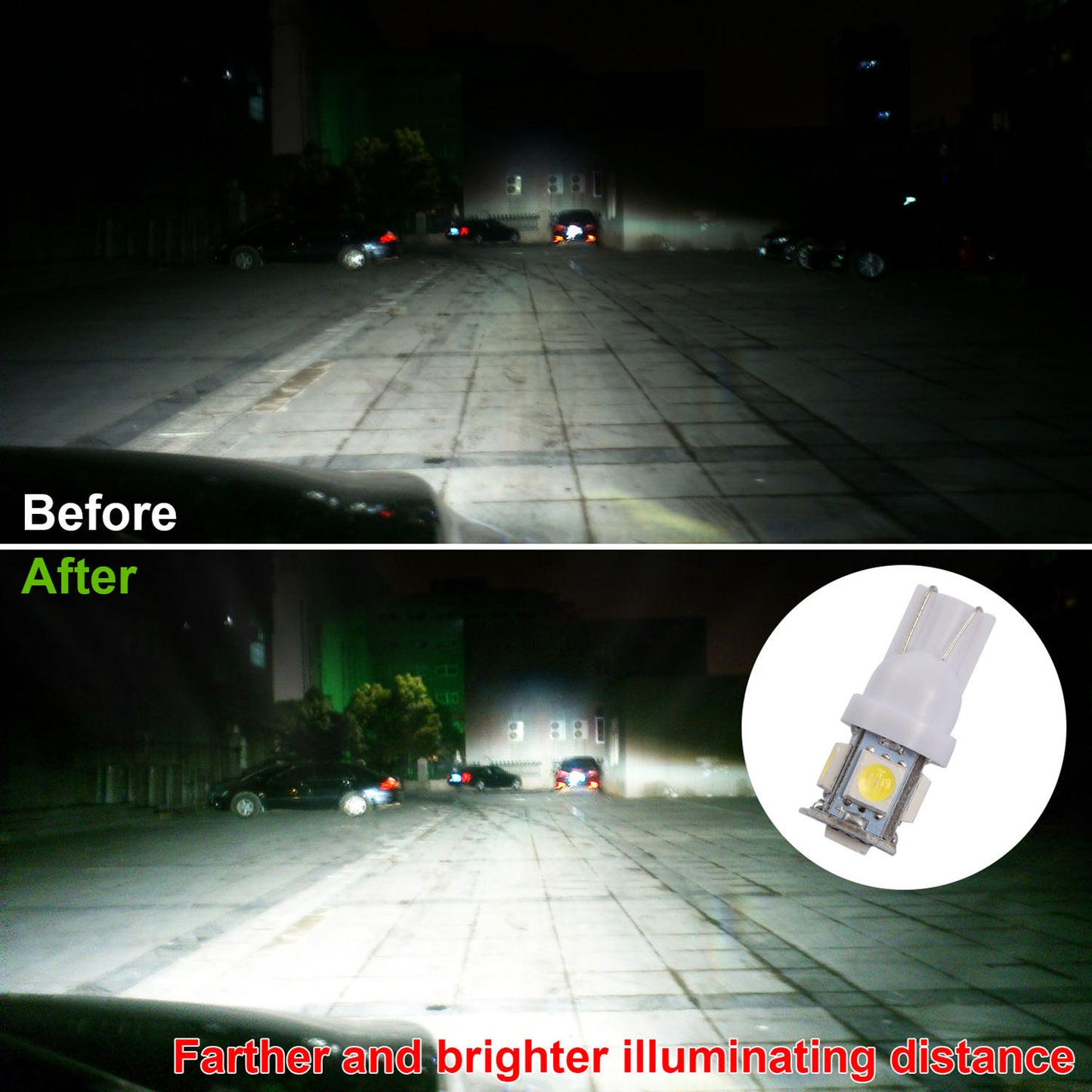 50Pcs/Kit LED Car Light Bulbs 1000lm T10 Base 5050 6000K White Auto Lamps