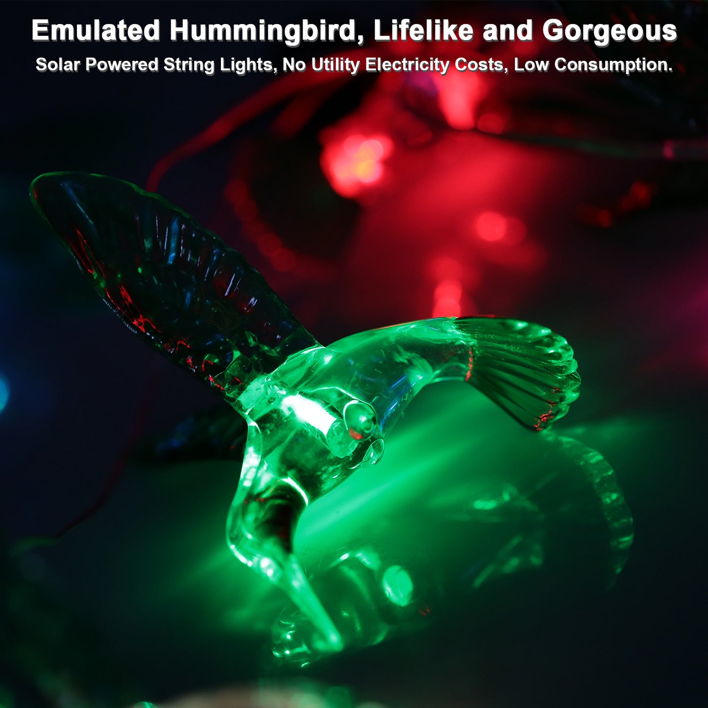 LED Solar Hummingbird Wind Chime Solar String Lights