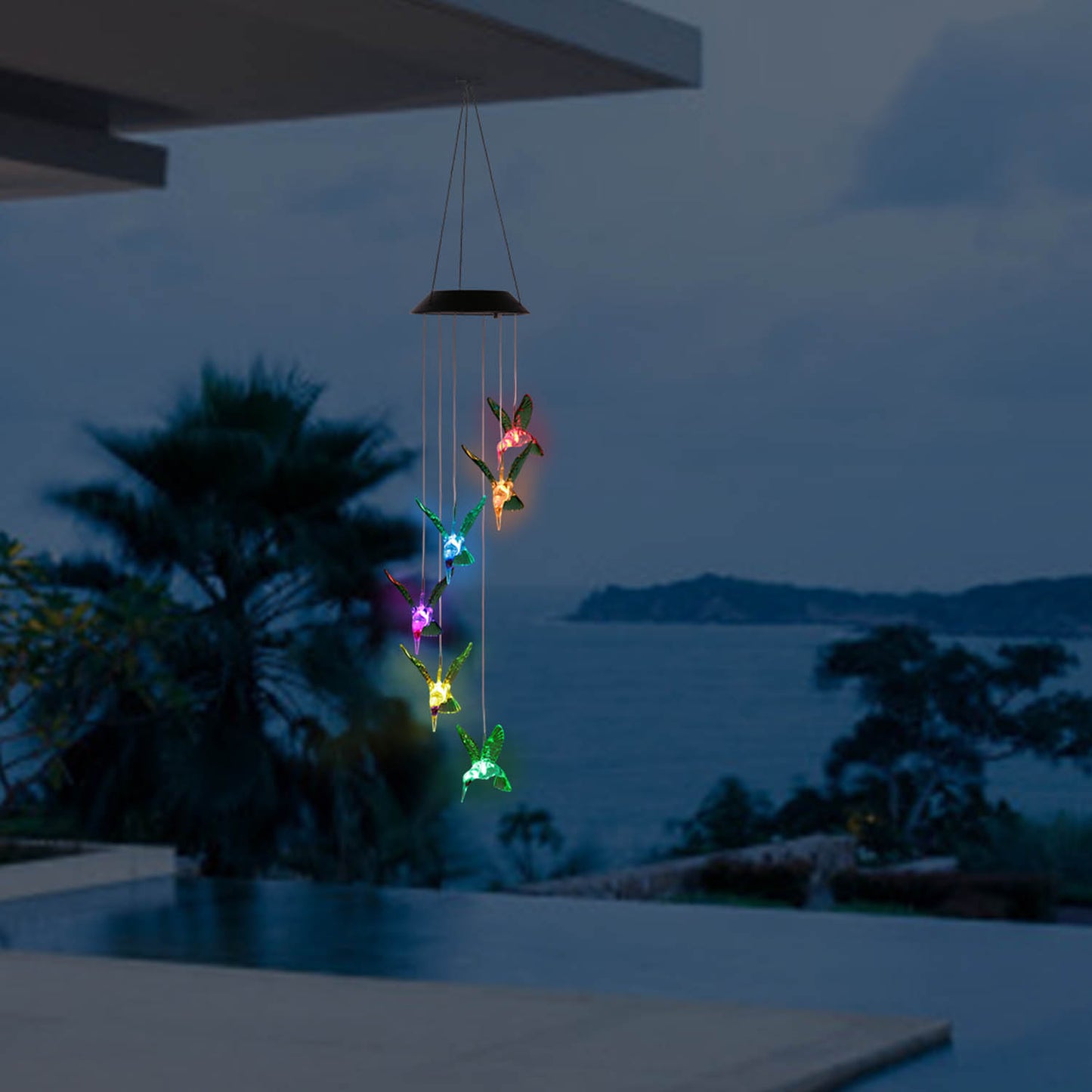 LED Solar Hummingbird Wind Chime Solar String Lights