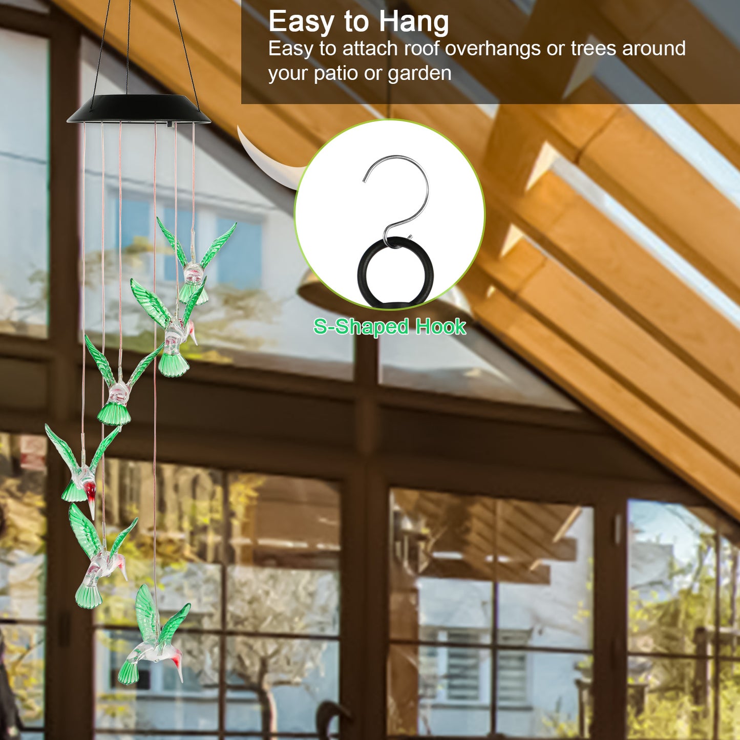LED Solar Hummingbird Wind Chime Solar String Lights