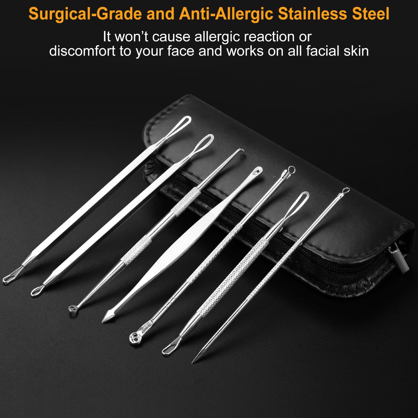 7 Pcs Blackhead Remover Kit Stainless Steel Pimple Comedone Acne Extractor