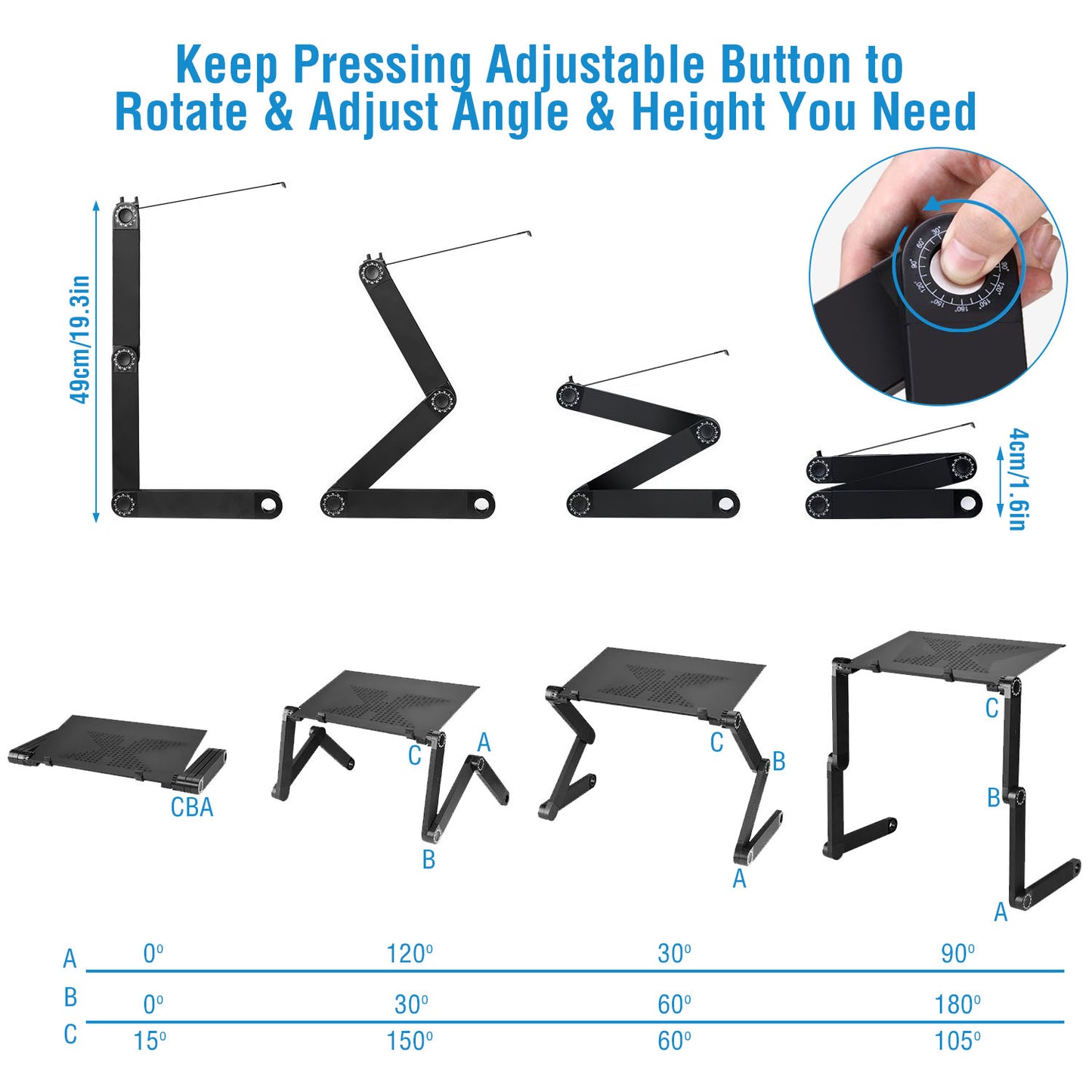 Foldable Laptop Table Bed Notebook Desk with Mouse Board