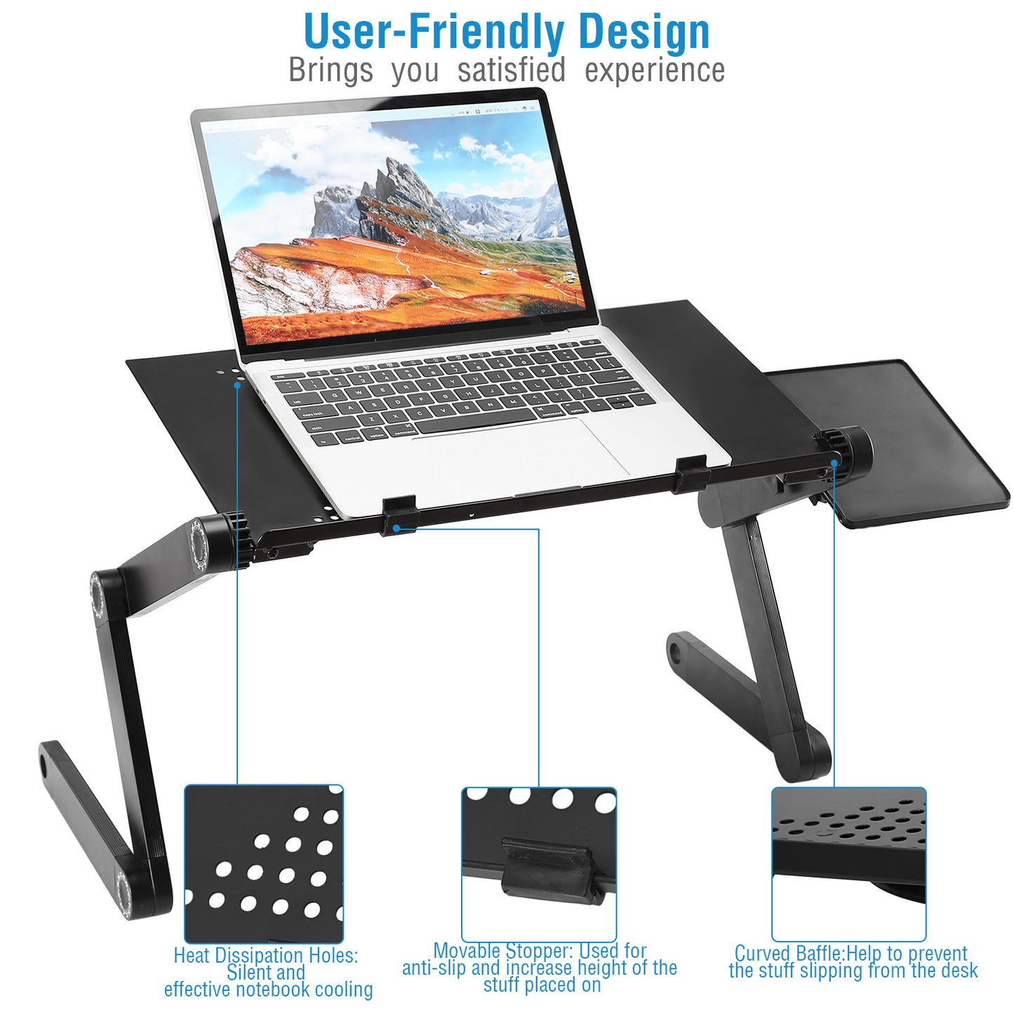 Foldable Laptop Table Bed Notebook Desk with Mouse Board