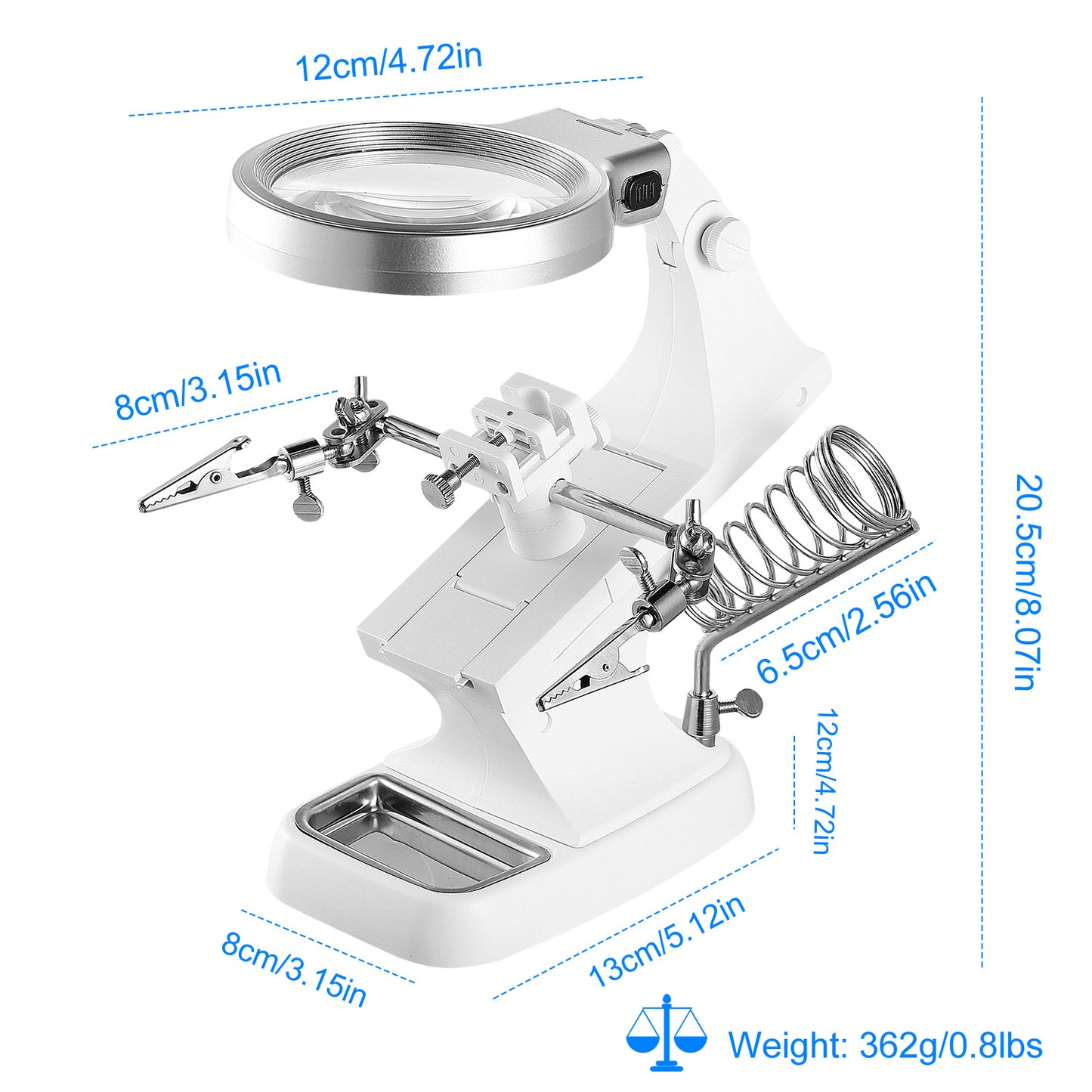 LED Light Helping Hands Magnifying Glass 3X/4.5X