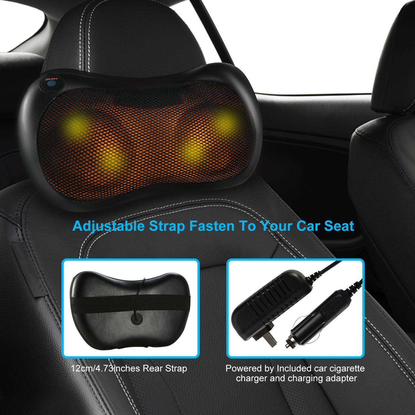 Back Neck Massage Pillow Kneading Massager In-Car Thermotherapy Massage Pillow
