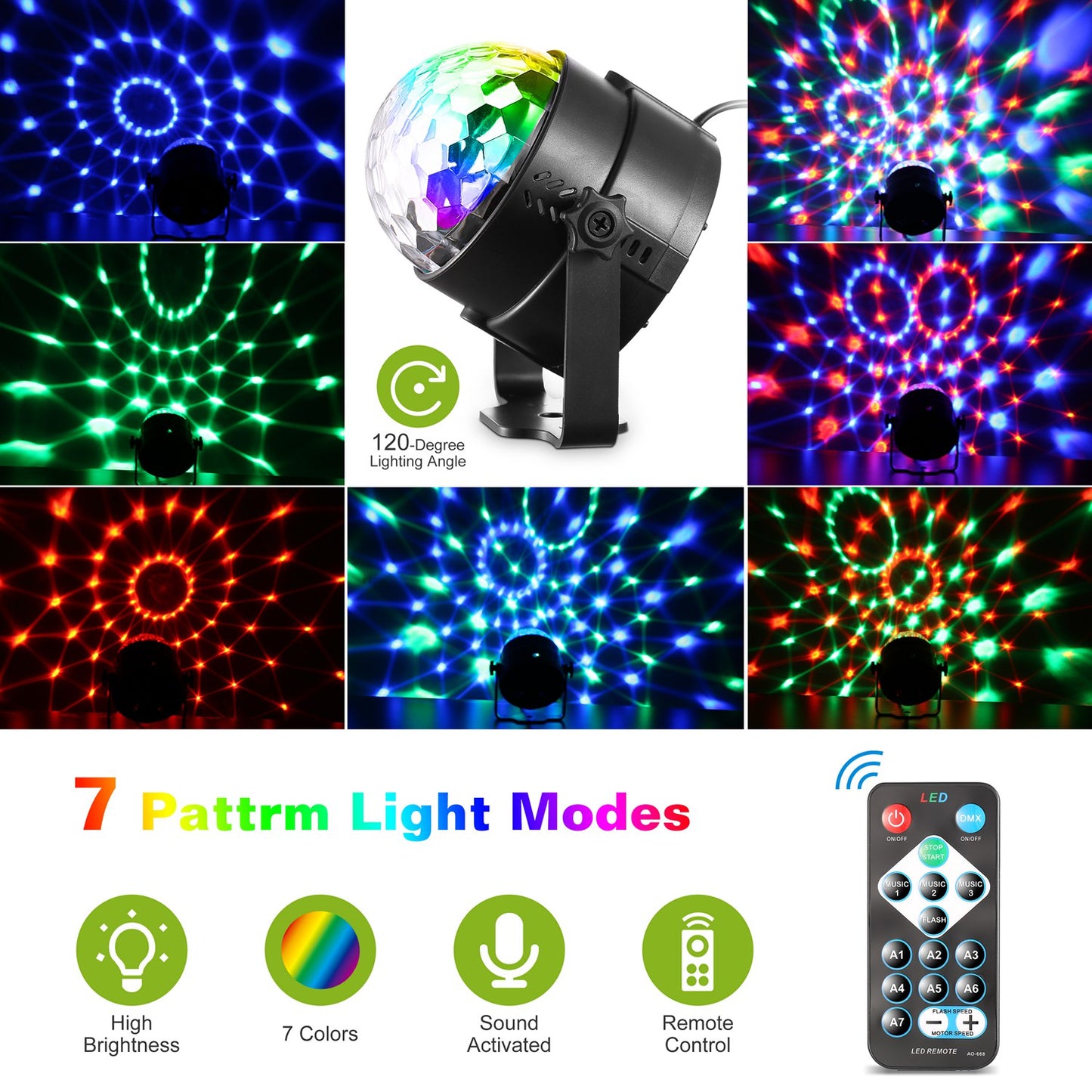 Sound Activated Party Lights DJ Lights Disco Ball Strobe Light Stage Lights