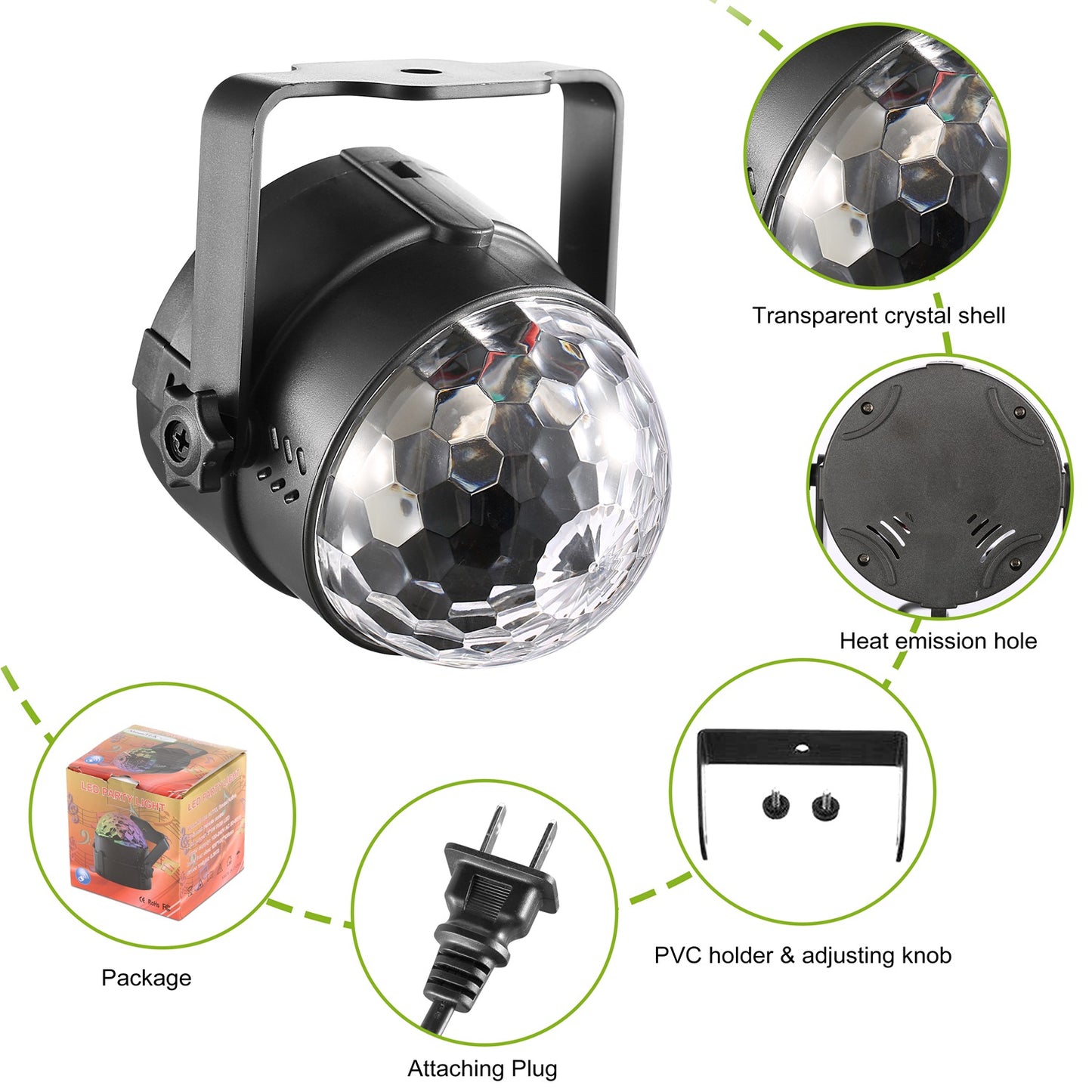 Sound Activated Party Lights DJ Lights Disco Ball Strobe Light Stage Lights
