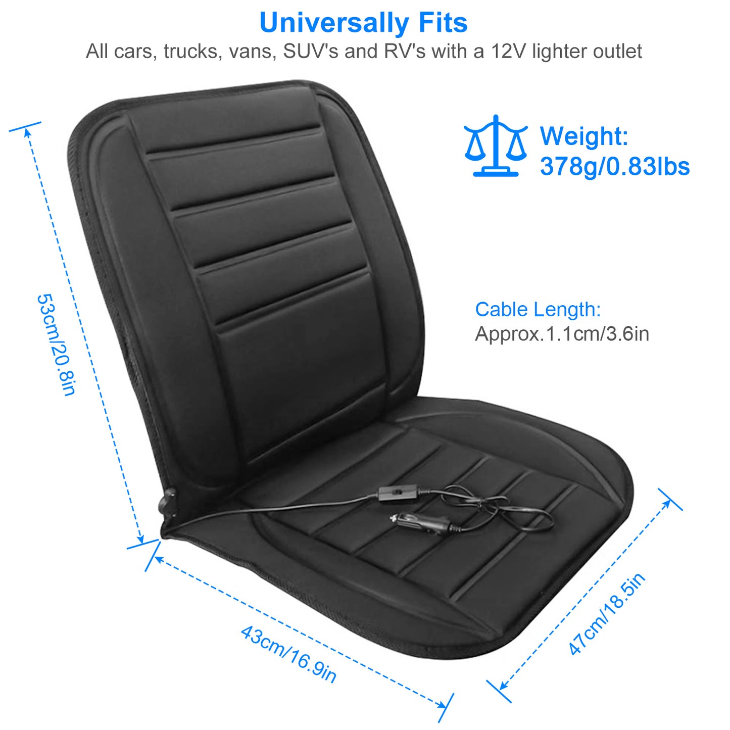 Heated Car Seat Cushion 12V Auto Seat Cover Warmer