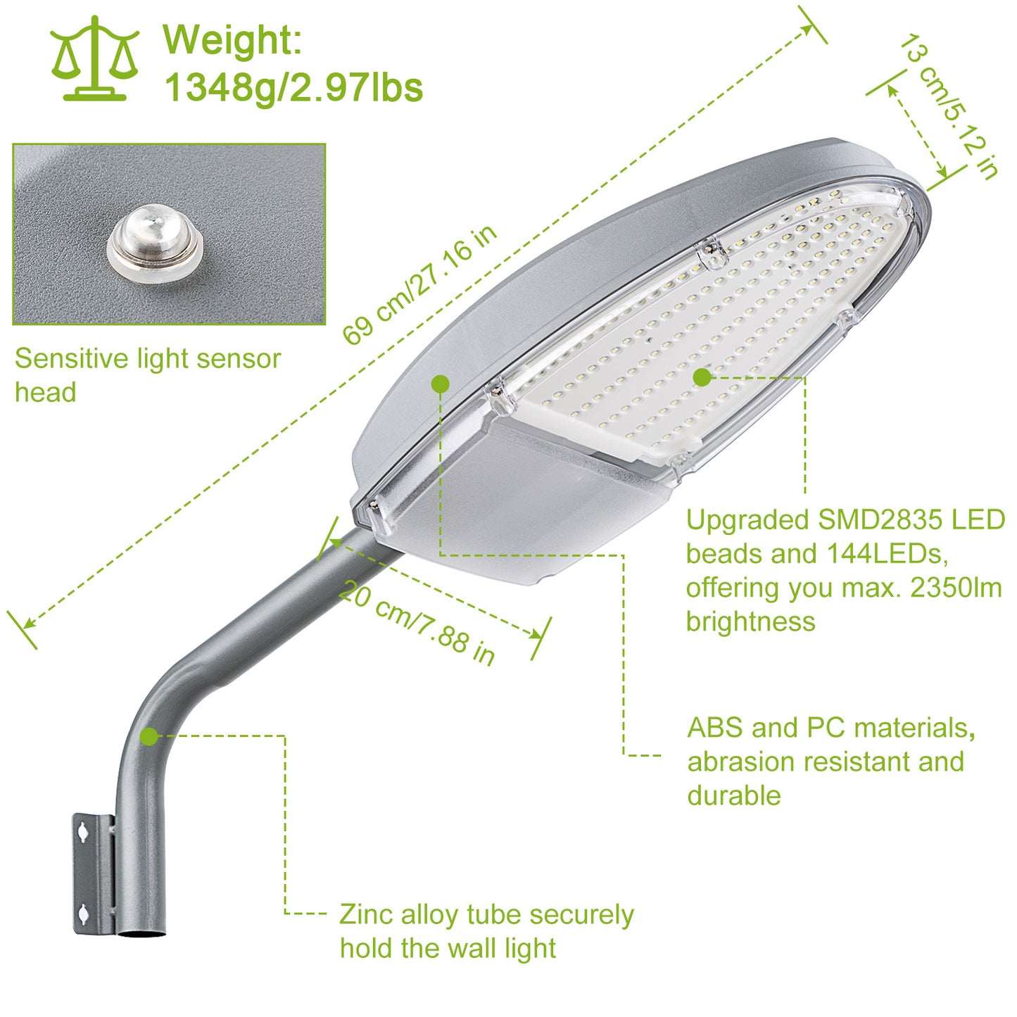 Wall Pack LED Lights 144LEDs Photocell Sensor Street Lamp IP65 Waterproof
