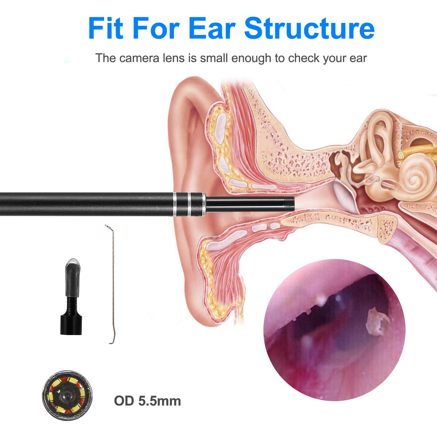 Ear Endoscope Otoscope Visual Earpick Ear Cleaning Camera Ear Wax