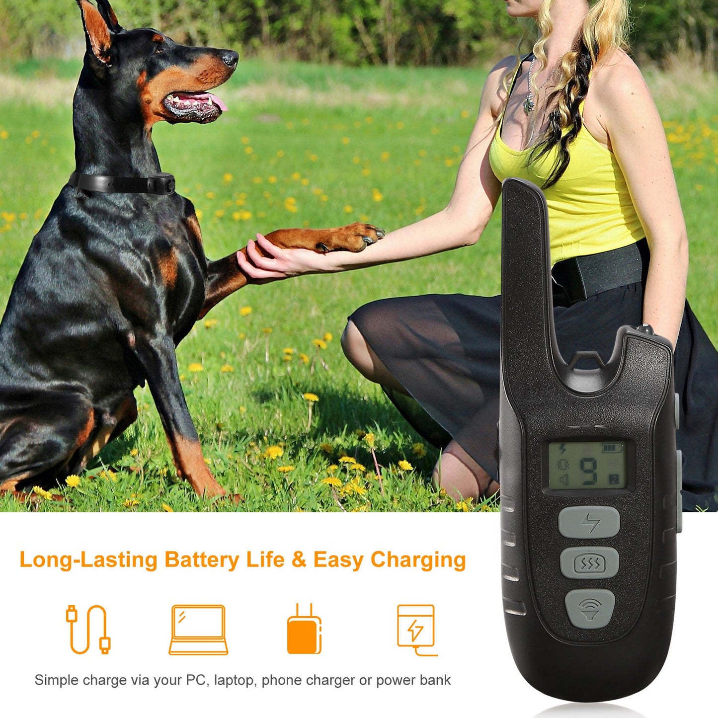 Dog Training Collar IP67 Waterproof Rechargeable Dog Shock Collar