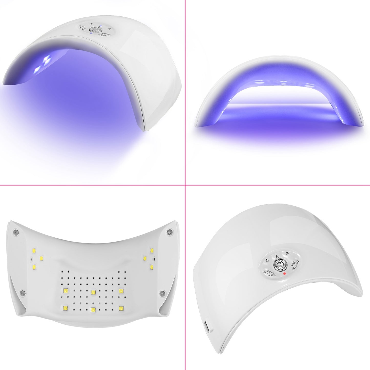 36W UV LED Lamp Nail Gel Dryer 12 LEDs Sensor Fingernail Toenail Gel Curing Machine White