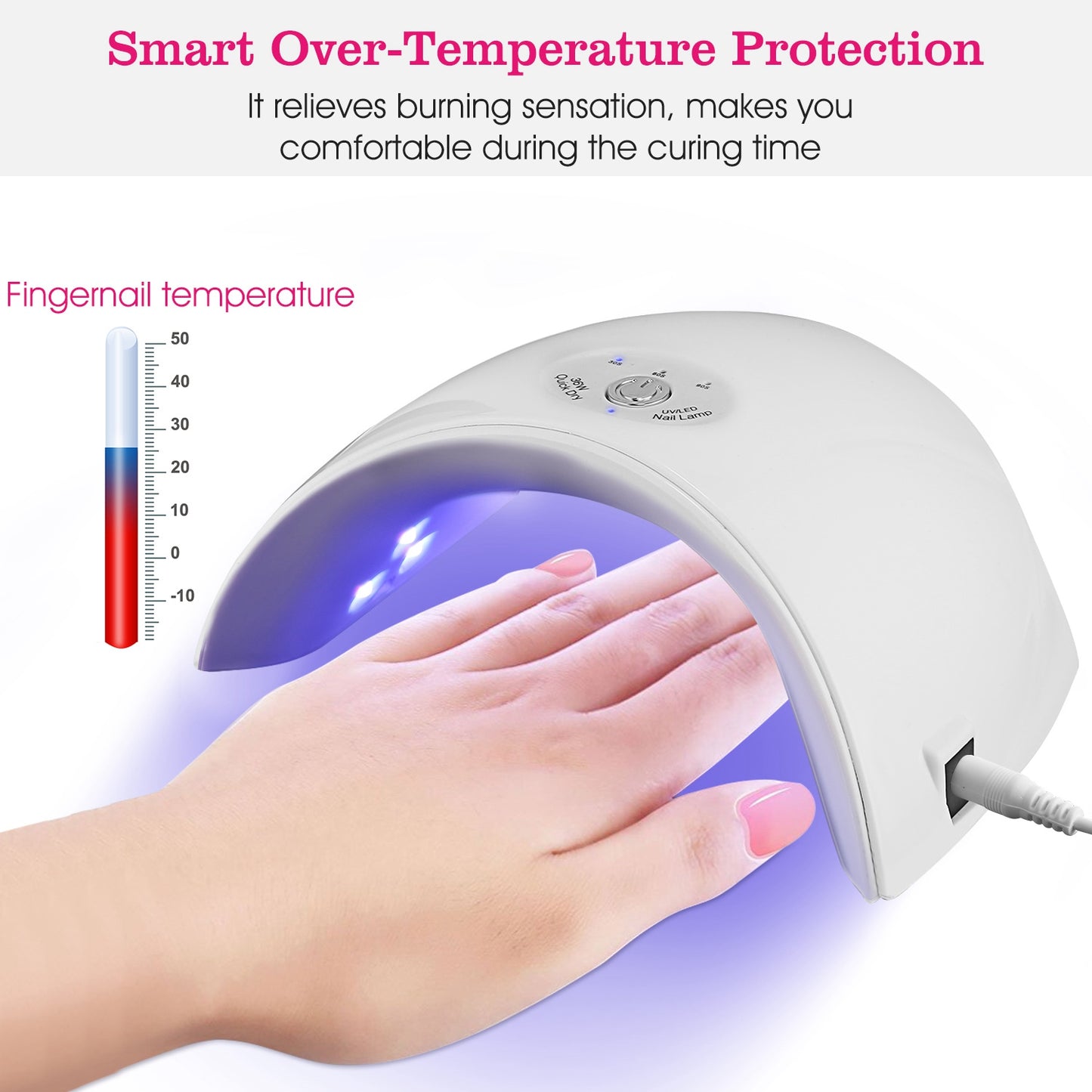 36W UV LED Lamp Nail Gel Dryer 12 LEDs Sensor Fingernail Toenail Gel Curing Machine White