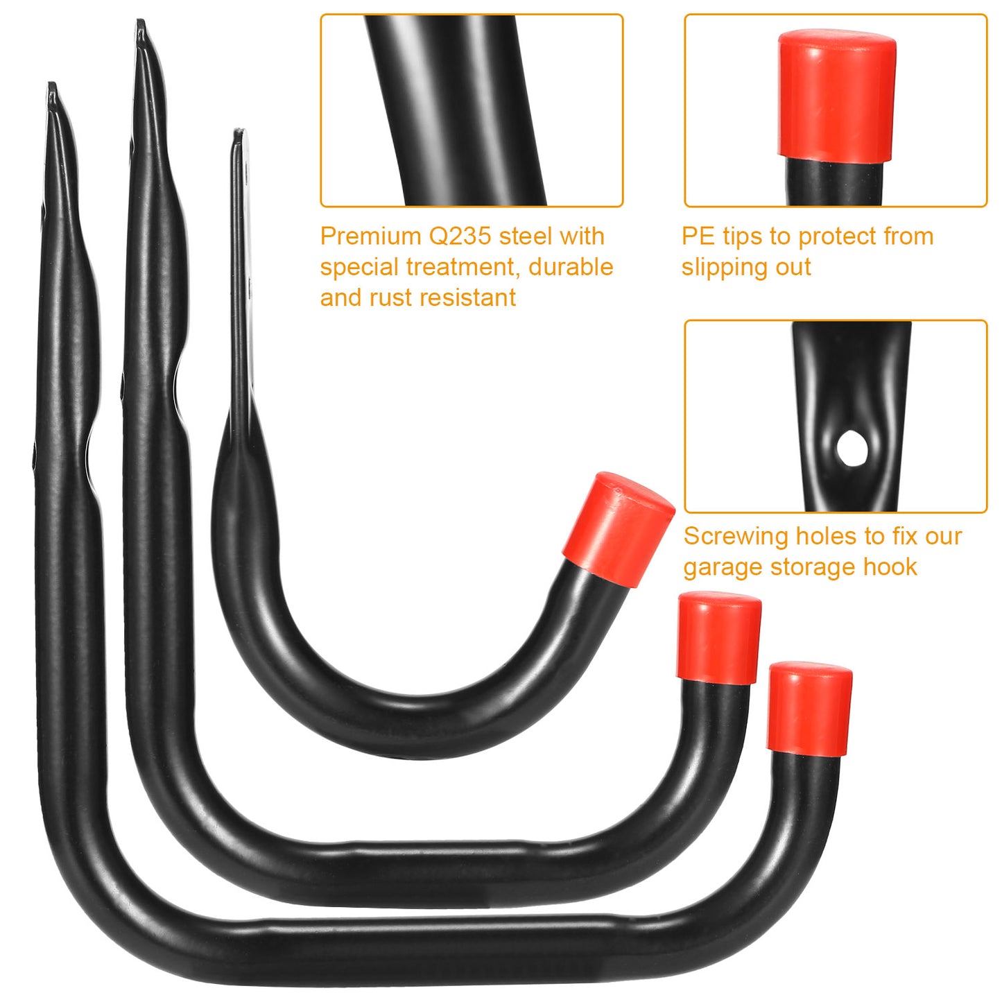 6 Packs Garage Storage Hooks 22lbs Load Bike Bicycle Hooks Heavy Duty Utility Hooks