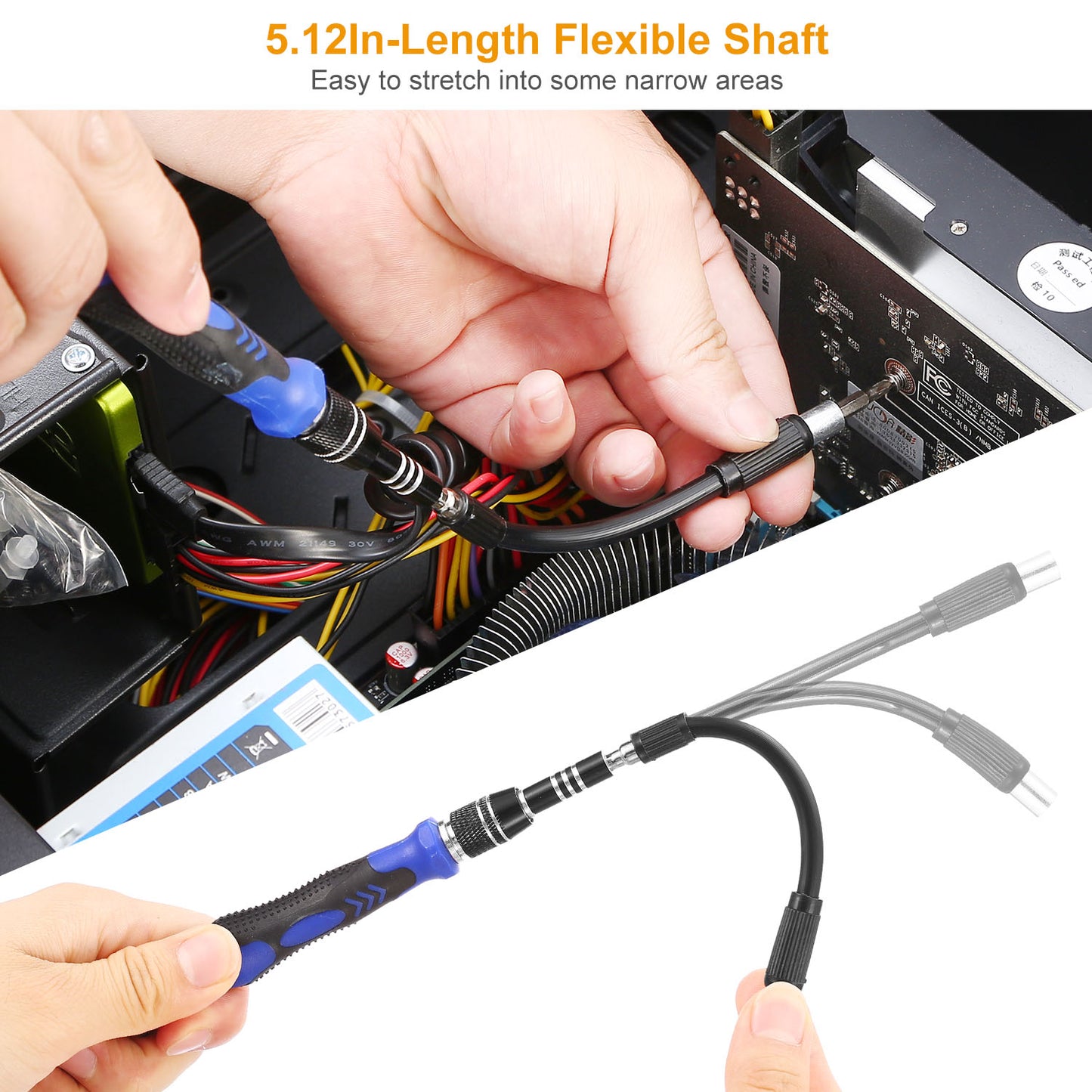 Precision Screwdriver Bits Set 59 in 1 with 56Pcs Magnetic Bits Flexible Shaft