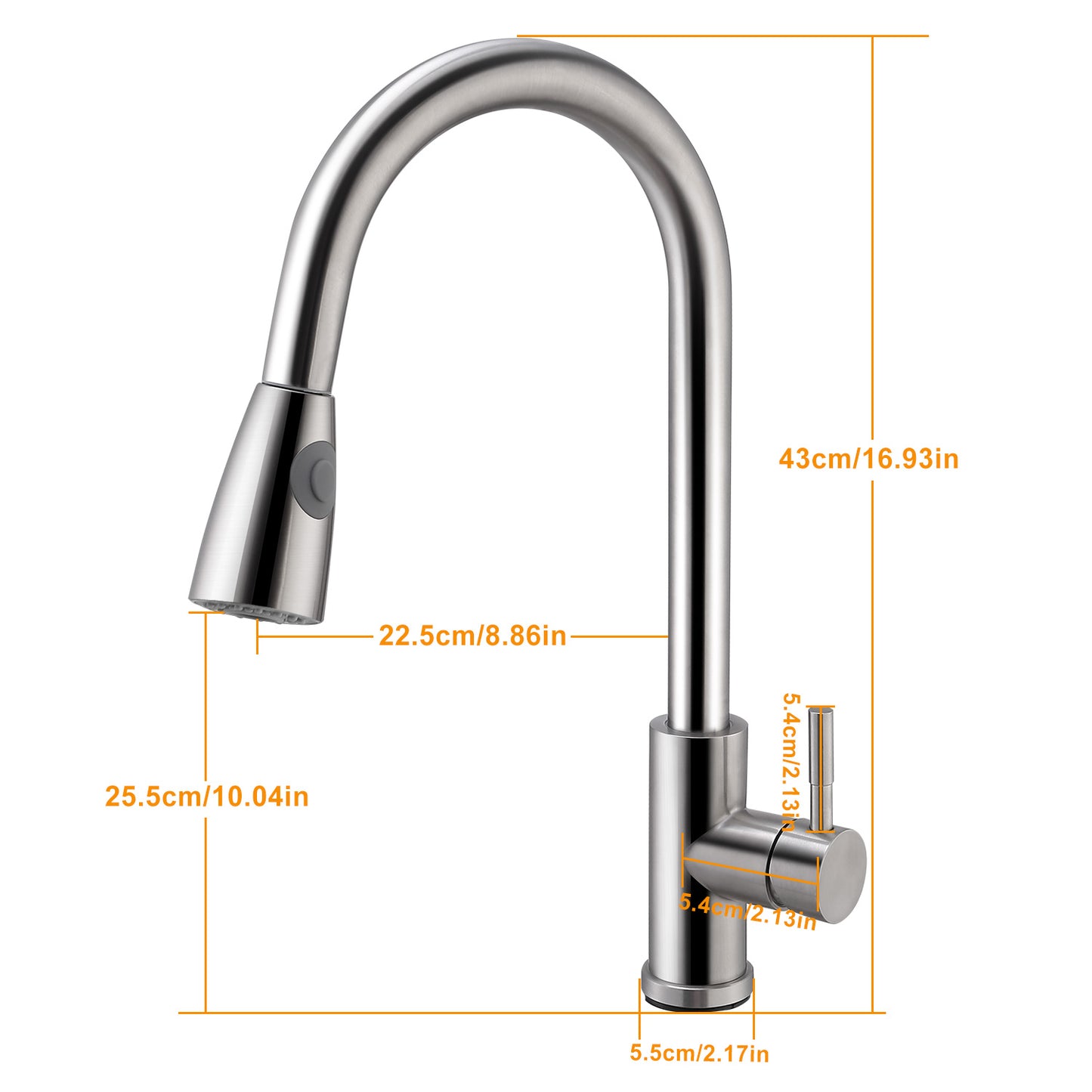 Kitchen Faucets Single Handle Kitchen Sink Faucet Brushed Nickel Stainless Steel Pulldown Head Faucet