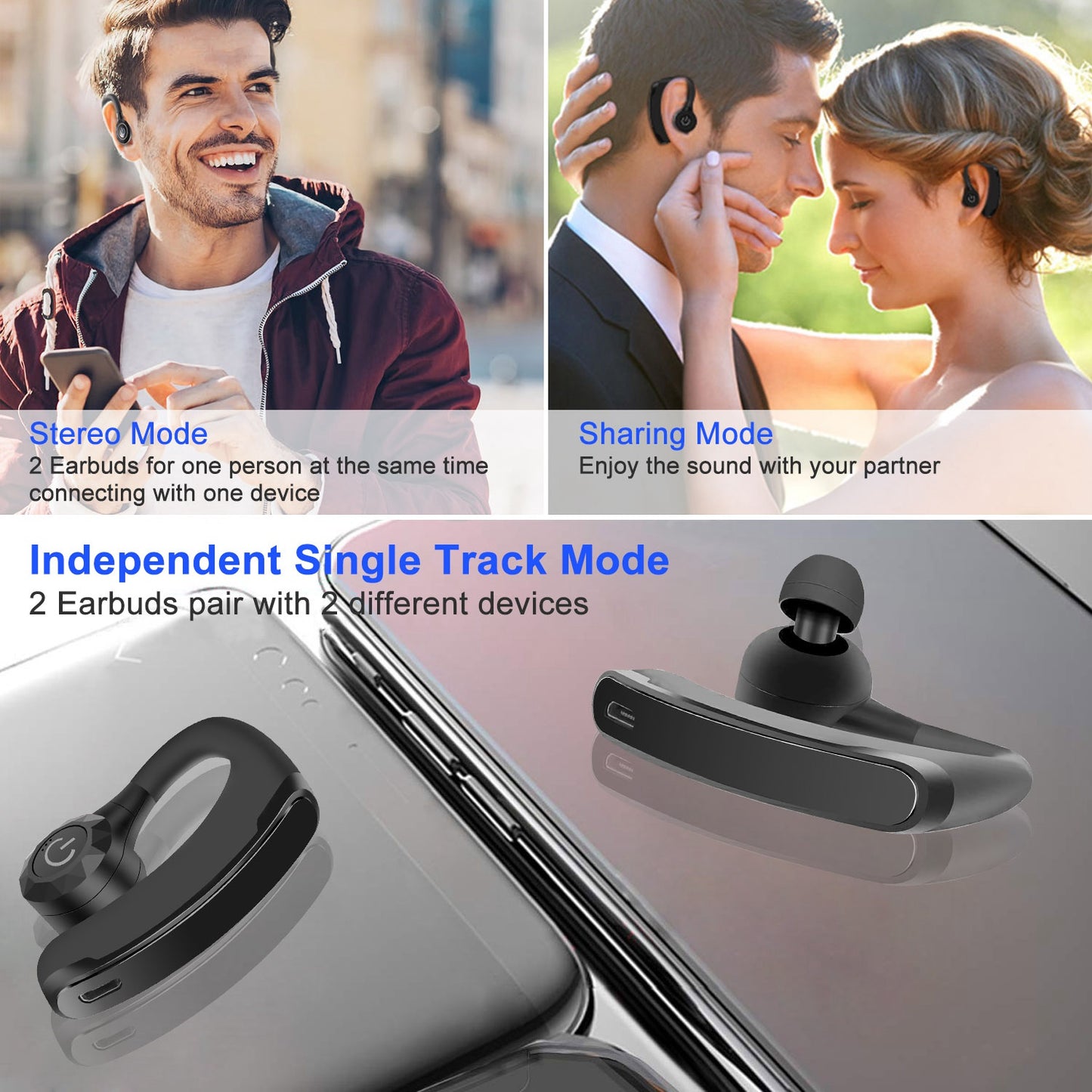 True Wireless Earbuds Wireless V5.0 Stereo Earphones Waterproof Headphones