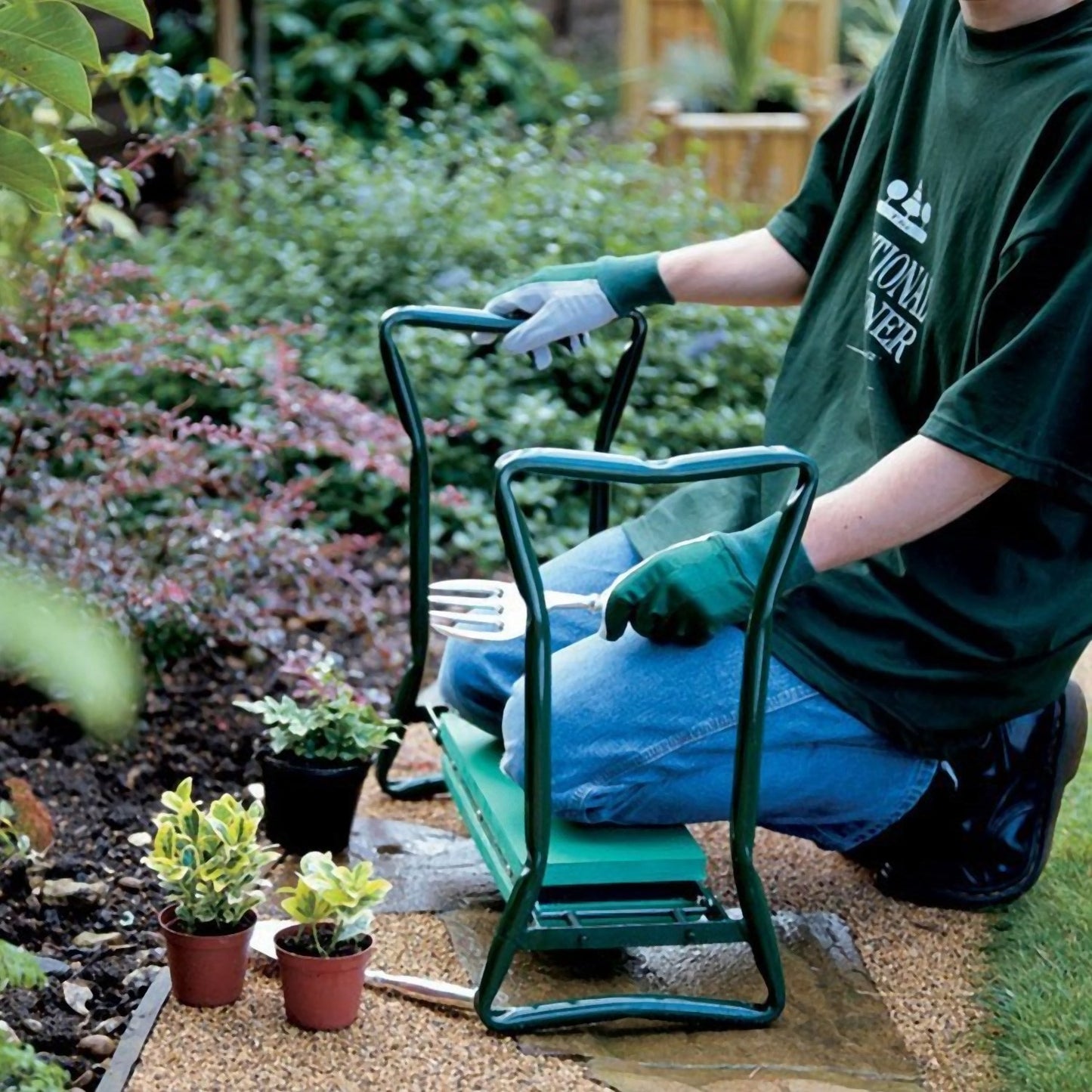 Foldable Garden Kneeler Seat w/ Kneeling Soft Cushion Pad Tools Pouch