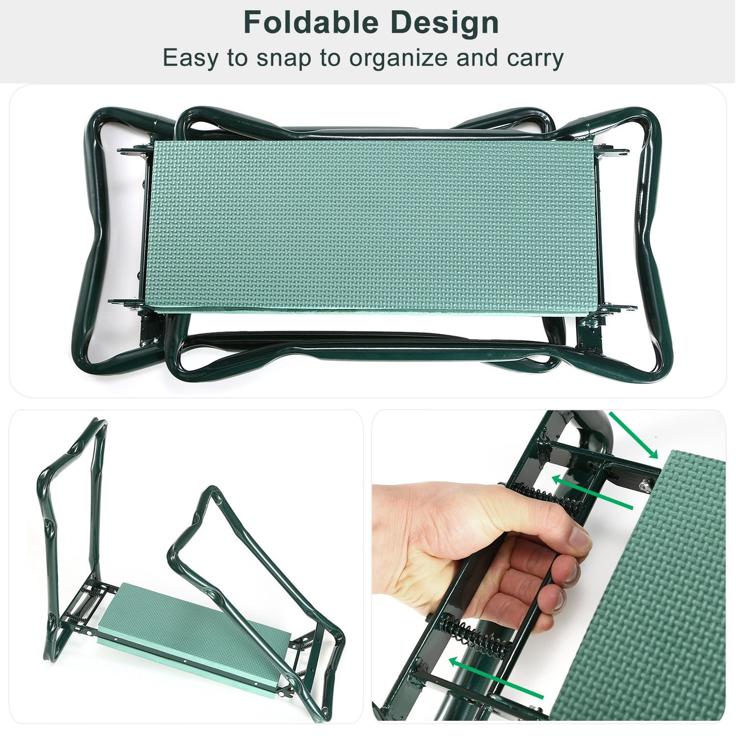 Foldable Garden Kneeler Seat w/ Kneeling Soft Cushion Pad Tools Pouch