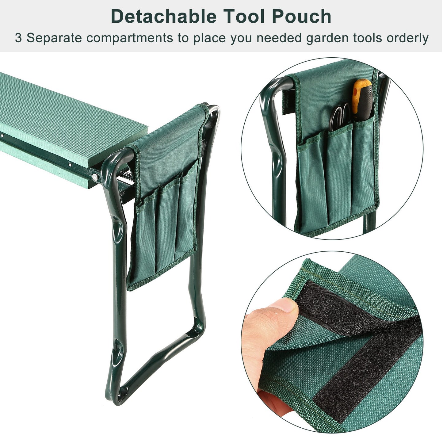 Foldable Garden Kneeler Seat w/ Kneeling Soft Cushion Pad Tools Pouch