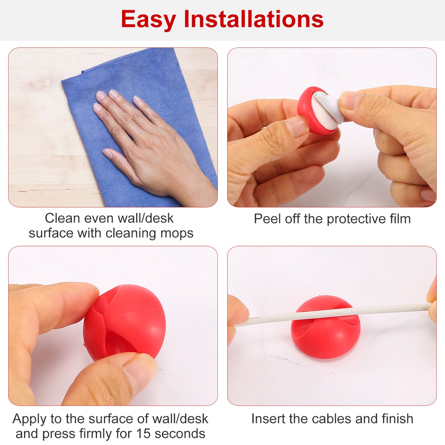 6 Packs Cable Clips Adhesive Wire Cord Clamps Holder Wire Organizers