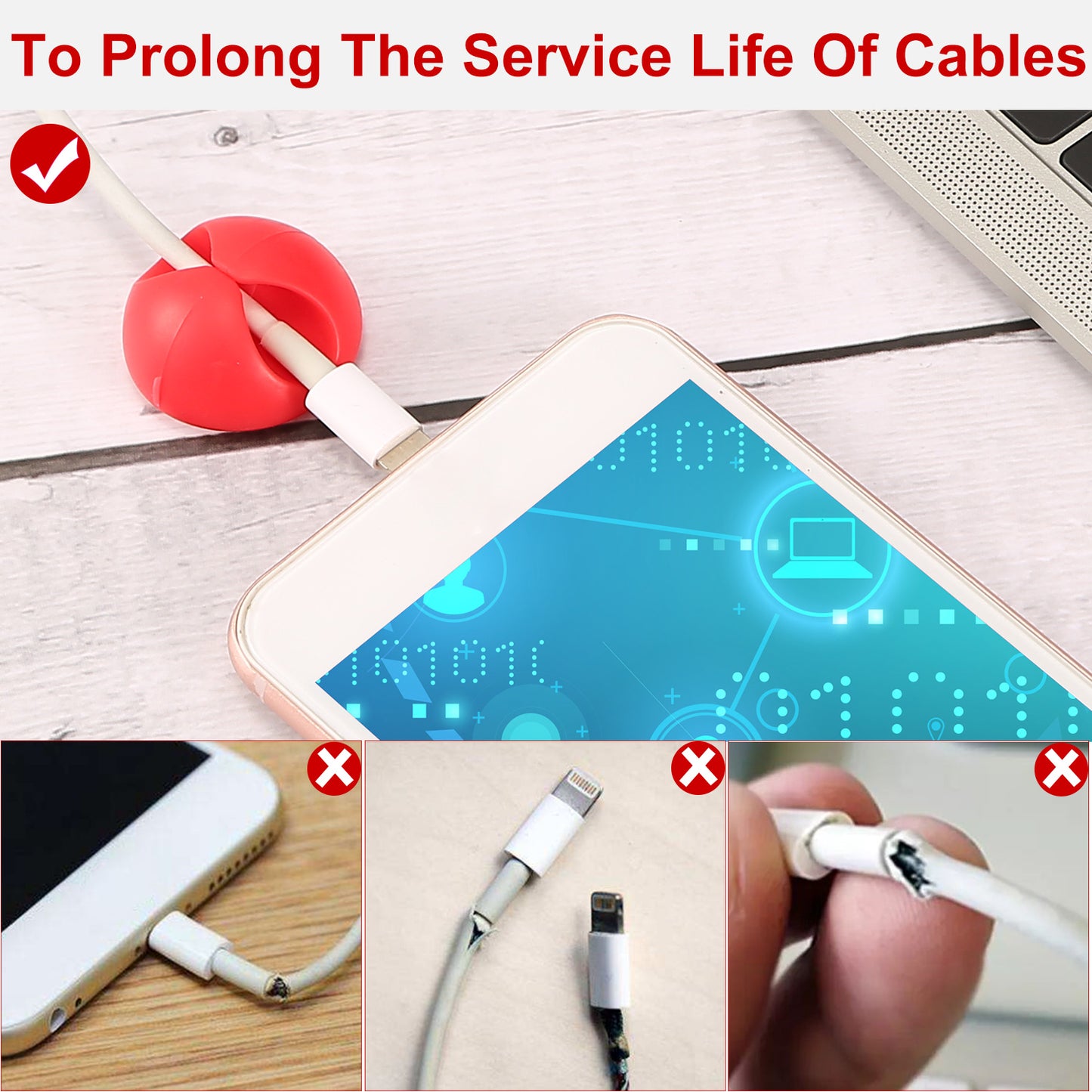 6 Packs Cable Clips Adhesive Wire Cord Clamps Holder Wire Organizers
