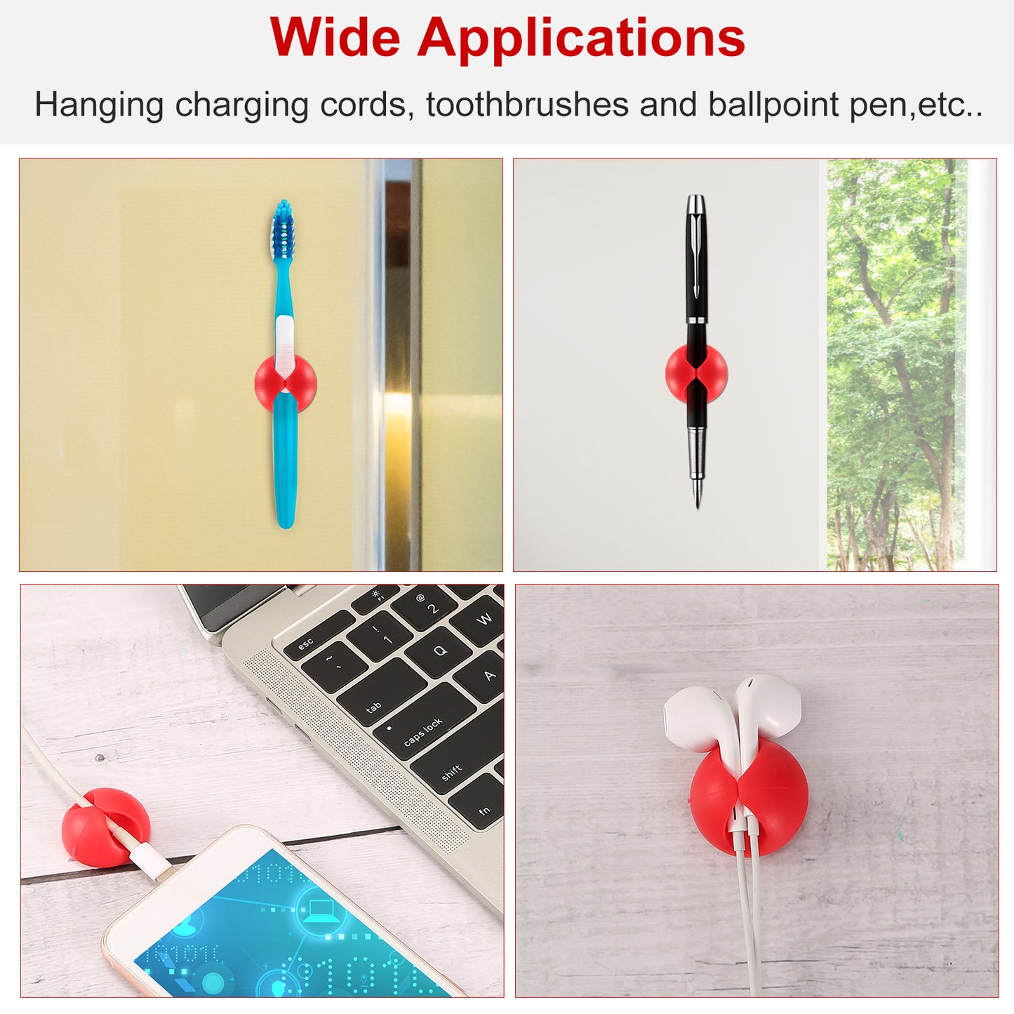 6 Packs Cable Clips Adhesive Wire Cord Clamps Holder Wire Organizers
