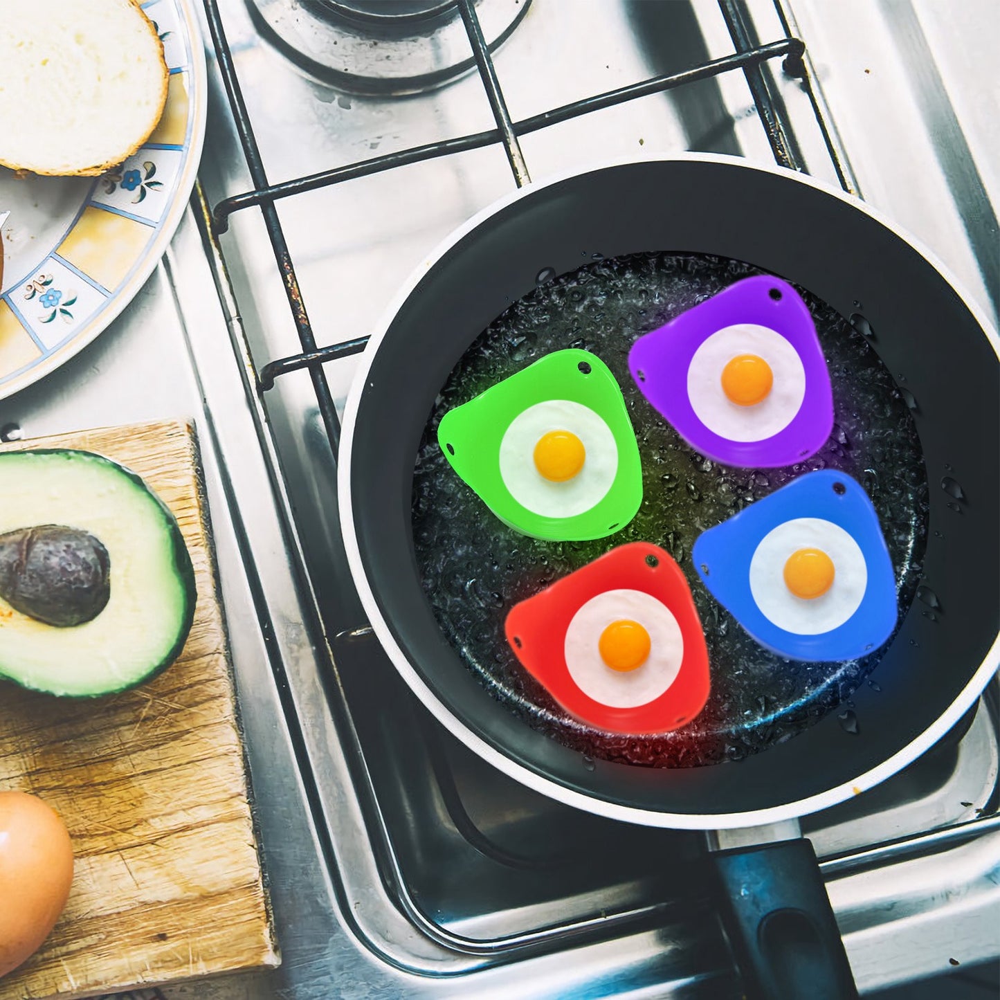 4 Pack Egg Poachers Silicone Egg Poaching Cups BPA Free Non-Stick Poached Egg Maker
