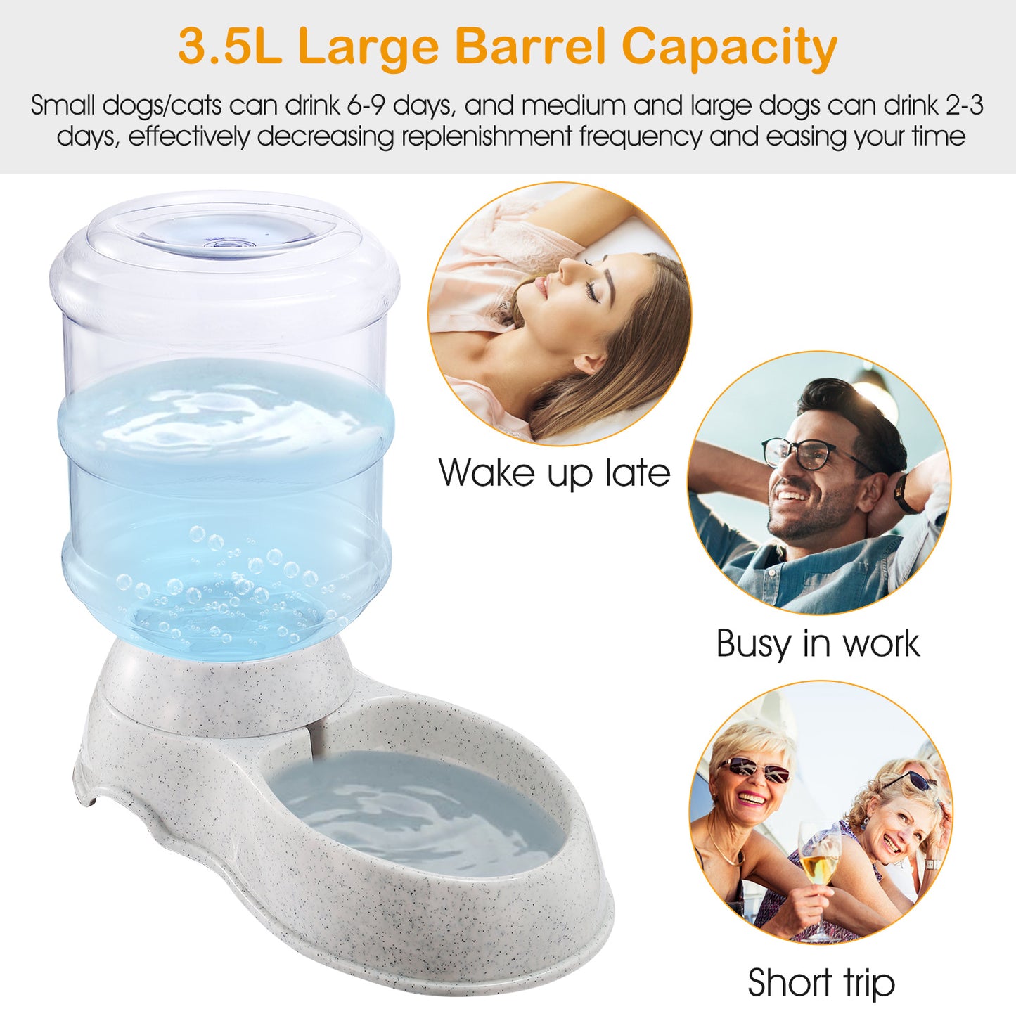 3.5L/1Gal Pet Water Dispenser Self-Dispensing Gravity Pets Water Feeder