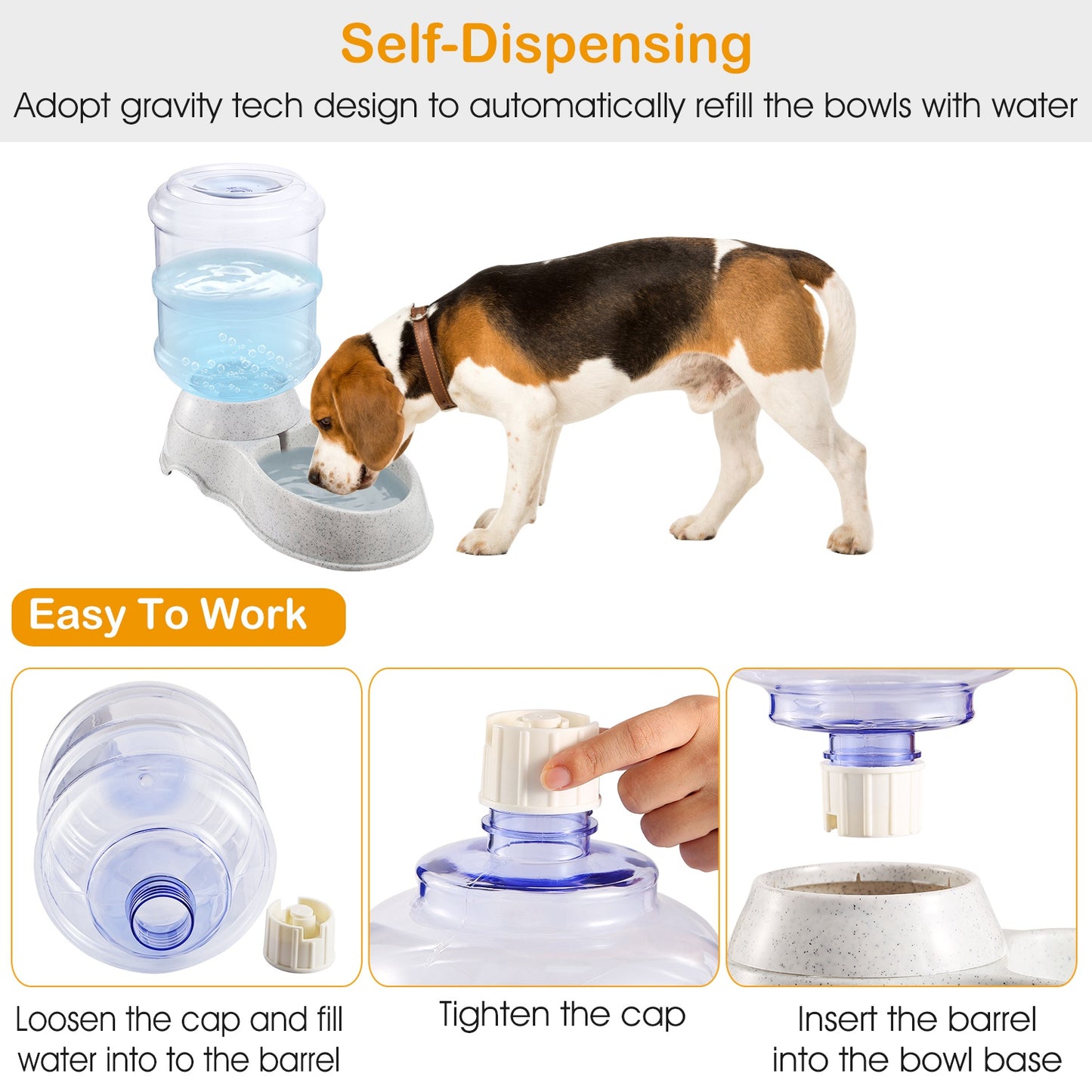 3.5L/1Gal Pet Water Dispenser Self-Dispensing Gravity Pets Water Feeder