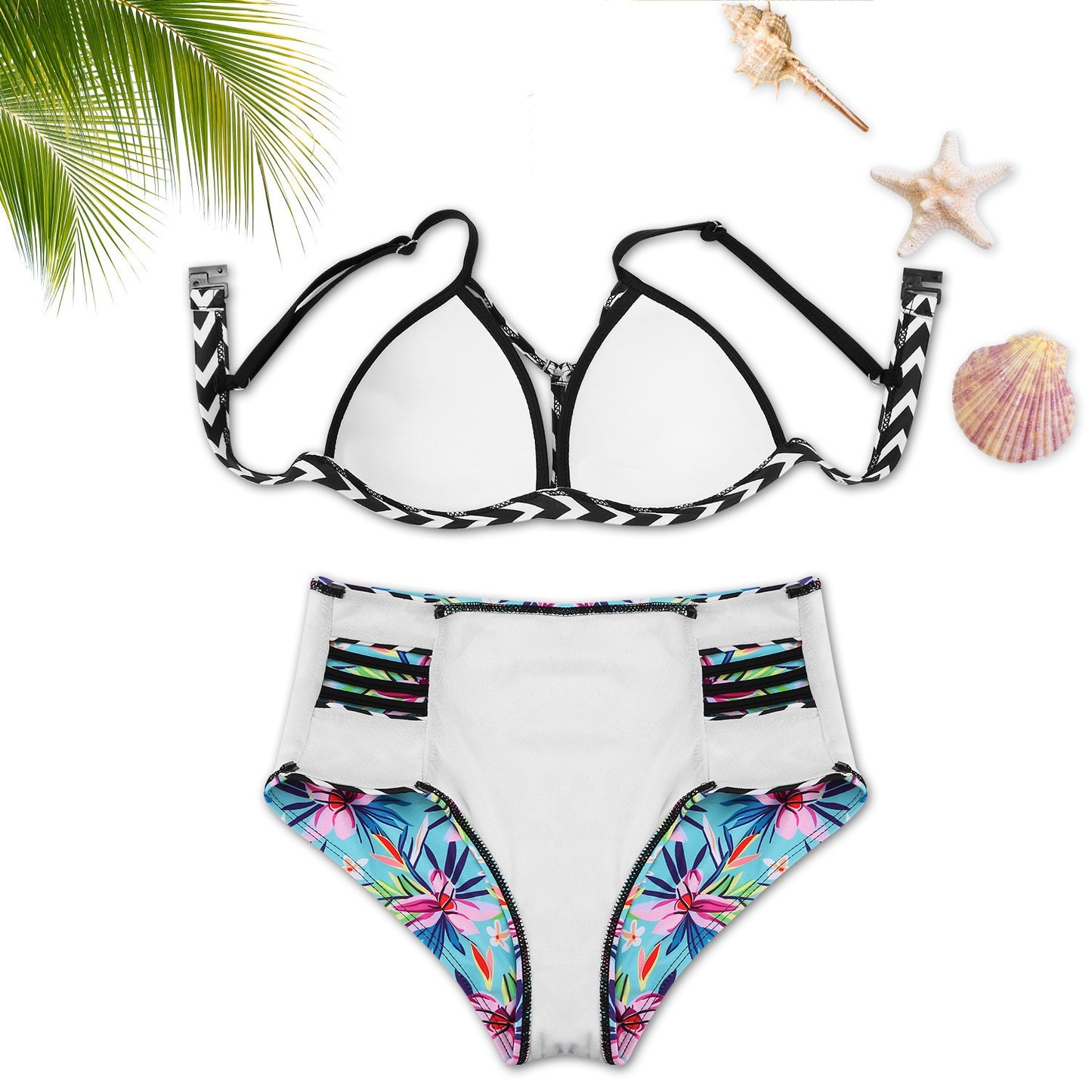 Bikini Swimsuit For Women Floral Padded Push Up Bikini Sets M Size