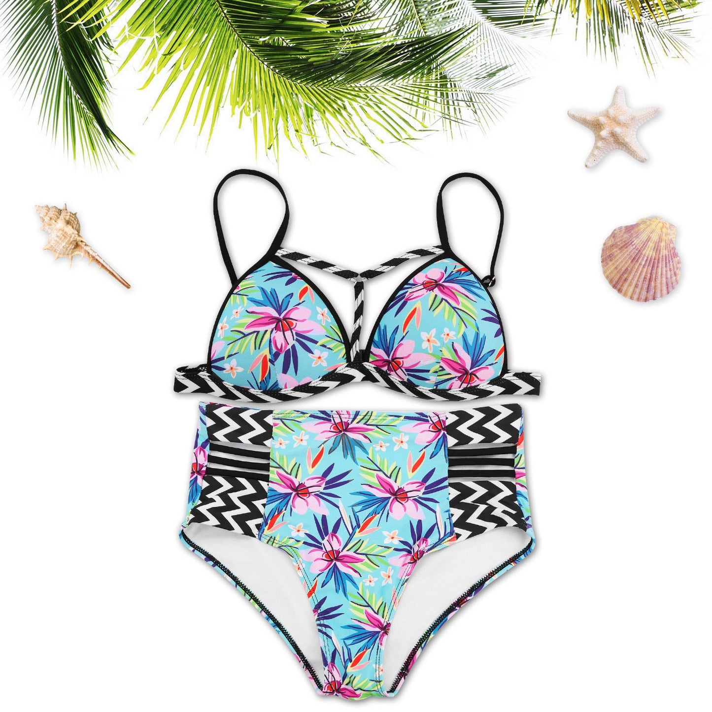 Bikini Swimsuit For Women Floral Padded Push Up Bikini Sets M Size