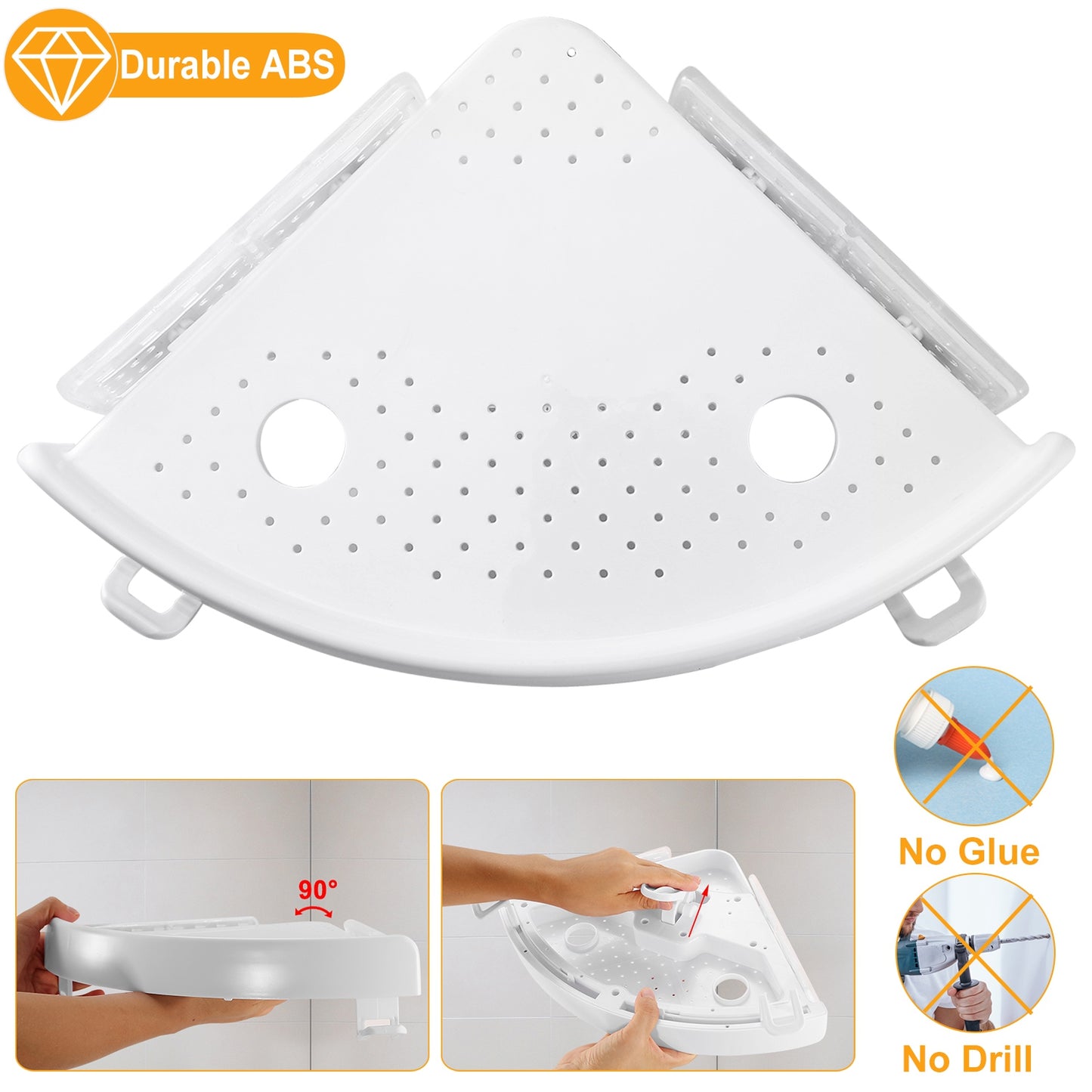 Bathroom Corner Storage Rack Triangular Shower Shelf Bath Wall Mount