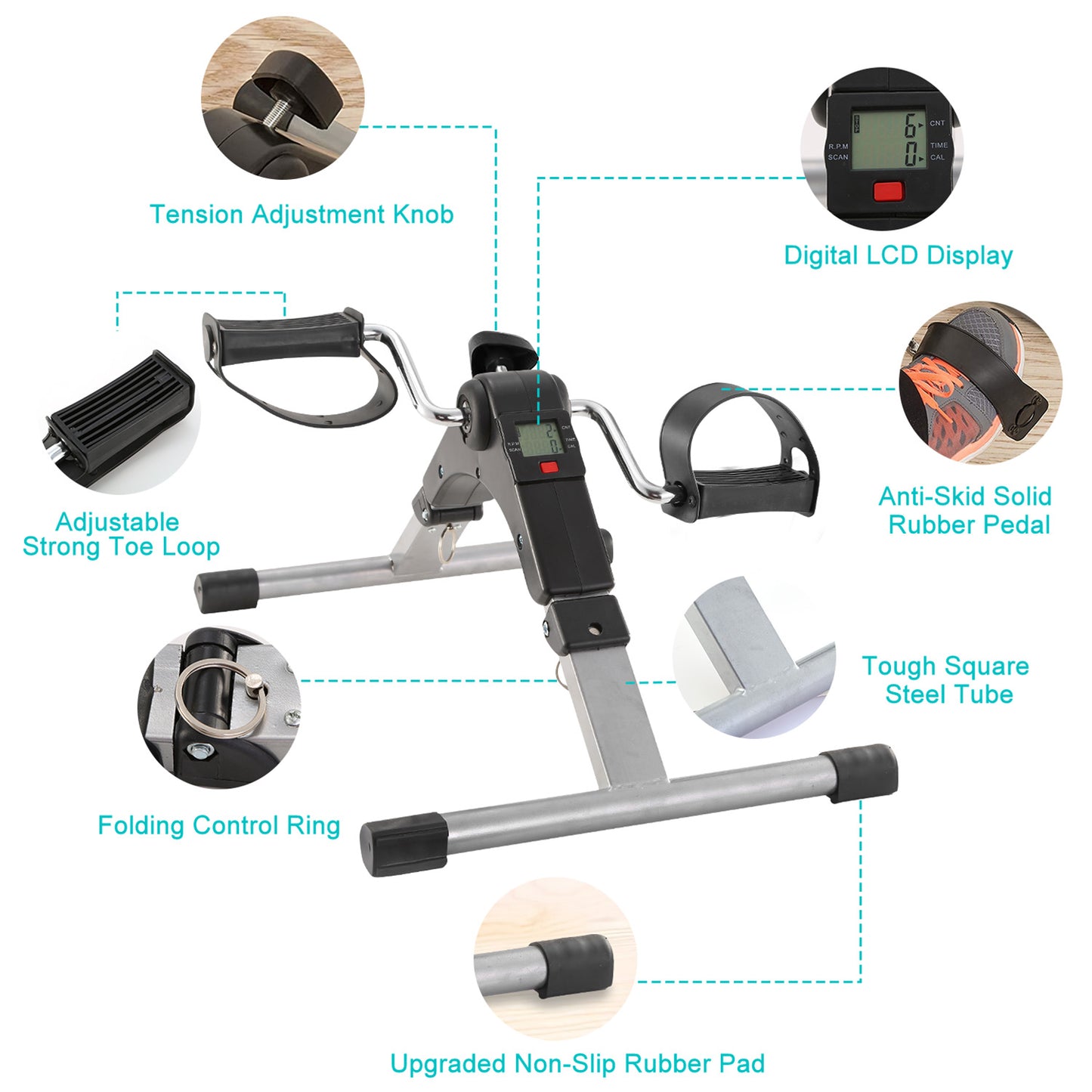 Foldable Exercise Bike Pedal Fitness Exerciser Cycle Bike