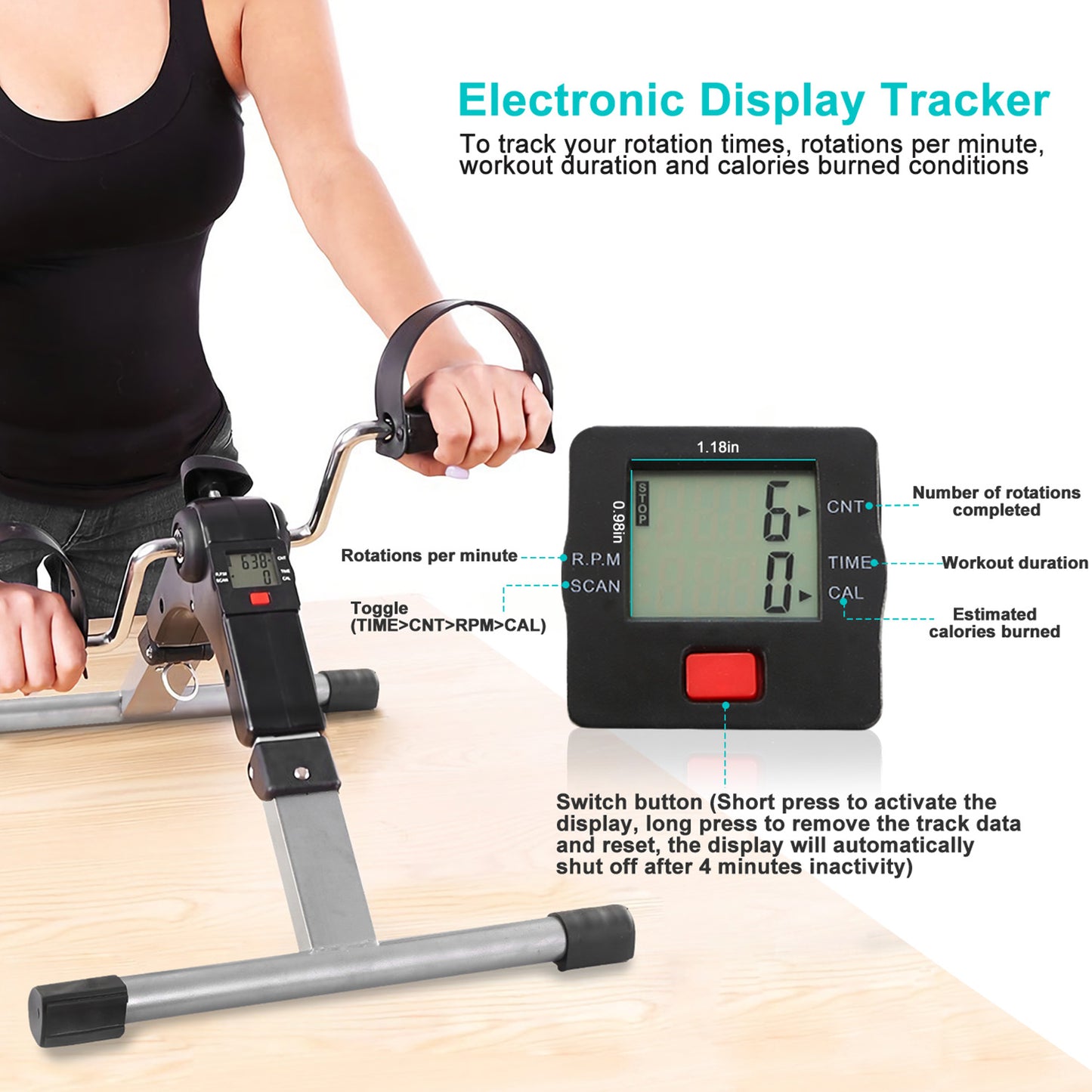 Foldable Exercise Bike Pedal Fitness Exerciser Cycle Bike