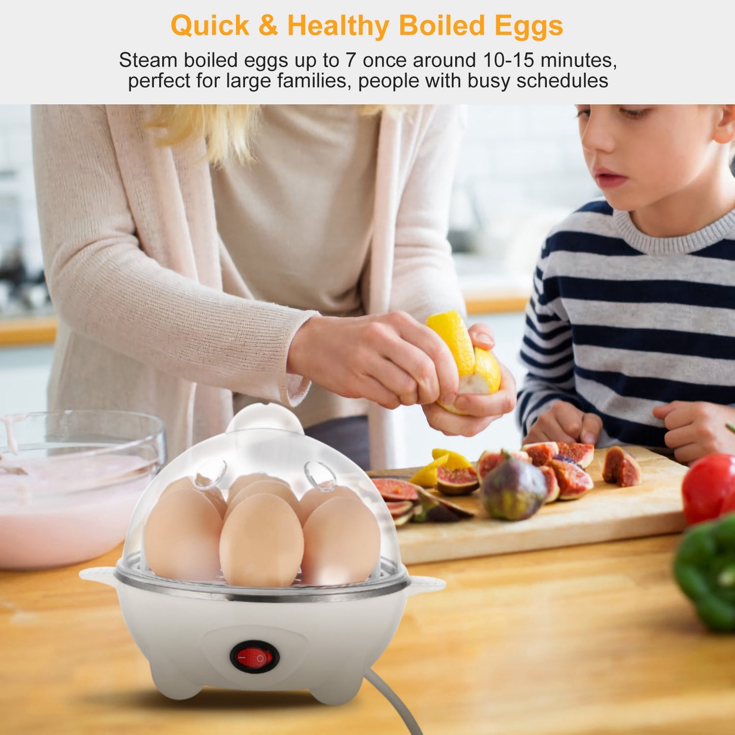 Electric Egg Cooker 7-Capacity BPA-Free Hard-Boiled Egg Maker