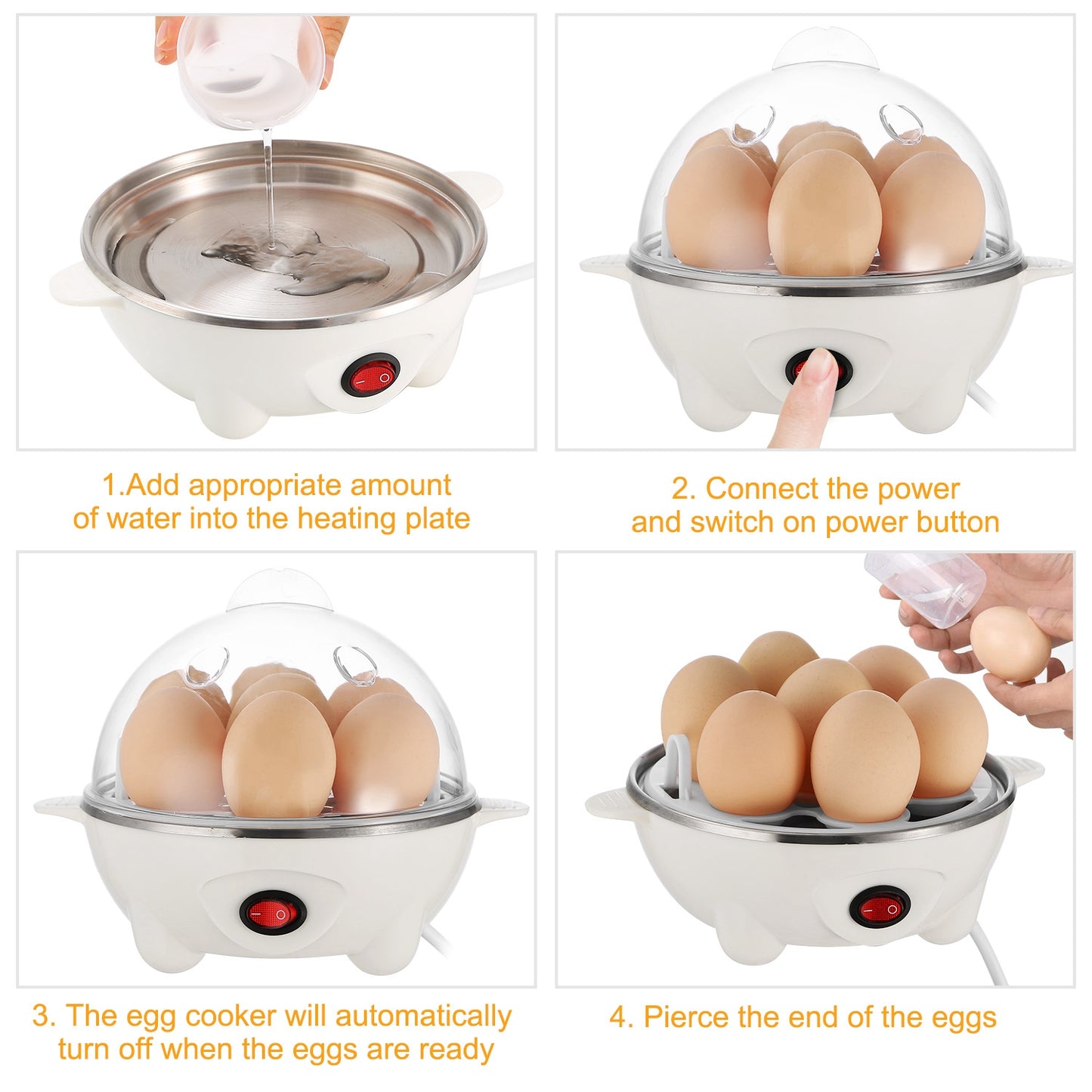 Electric Egg Cooker 7-Capacity BPA-Free Hard-Boiled Egg Maker