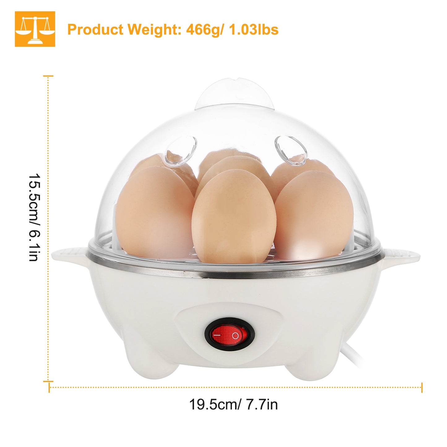 Electric Egg Cooker 7-Capacity BPA-Free Hard-Boiled Egg Maker