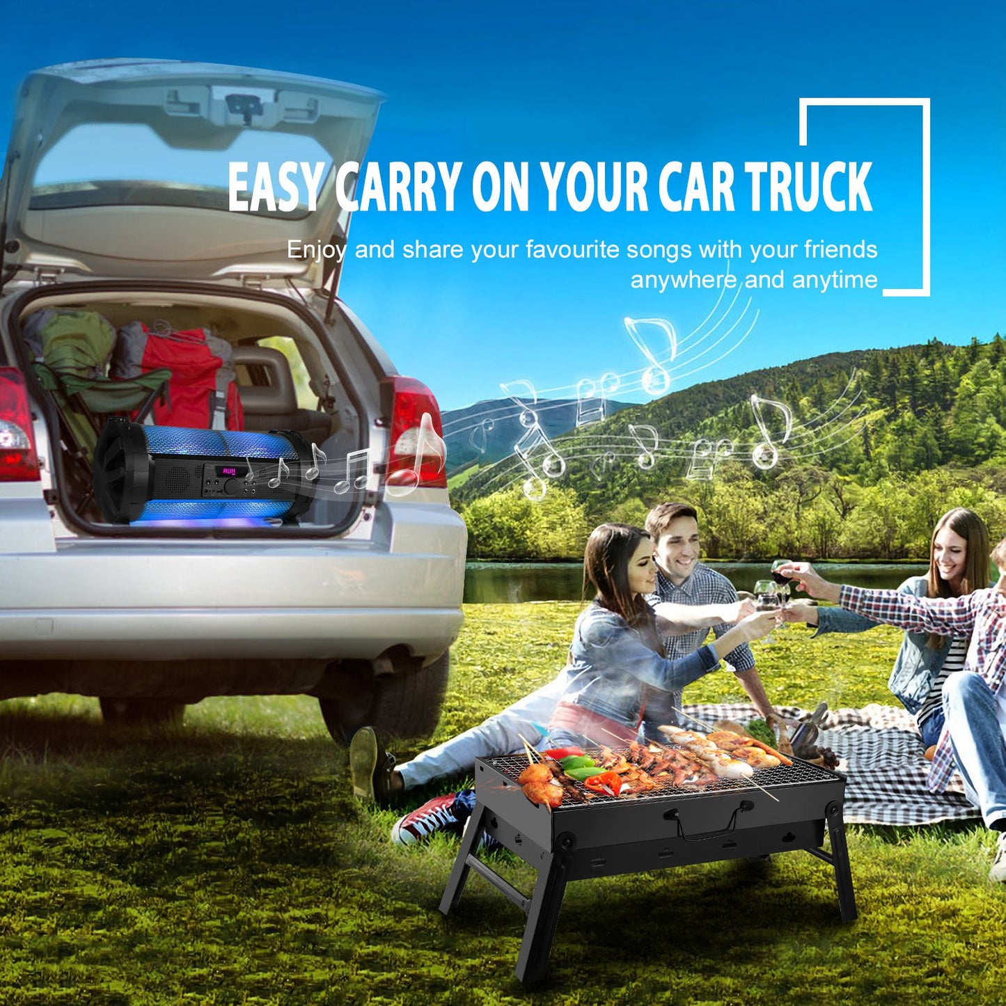 Portable BBQ Grill Foldable Charcoal Grill Lightweight Smoker Grill