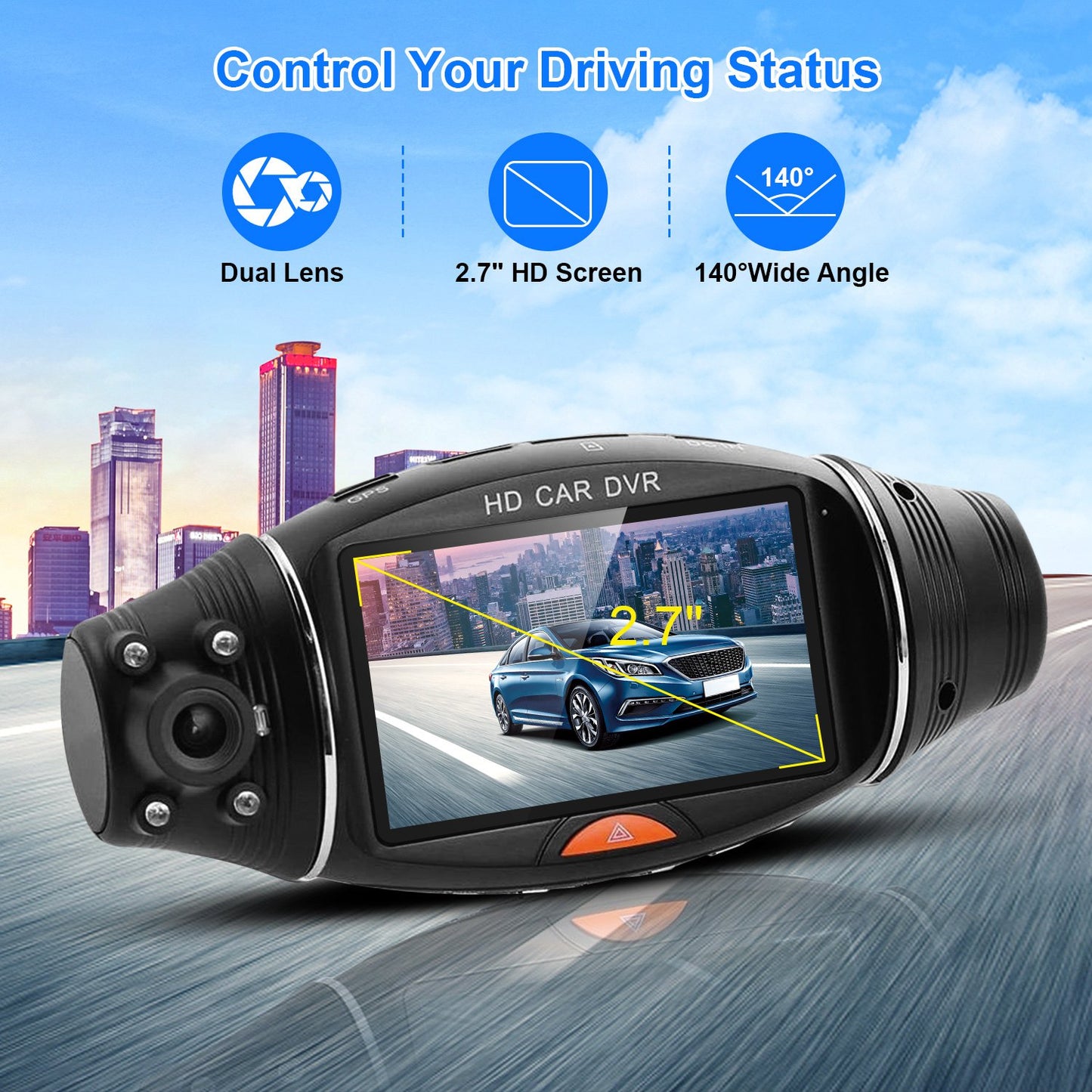 FHD 1080P Dual Lens Car DVR Dash Cam GPS Camera Video Recorder