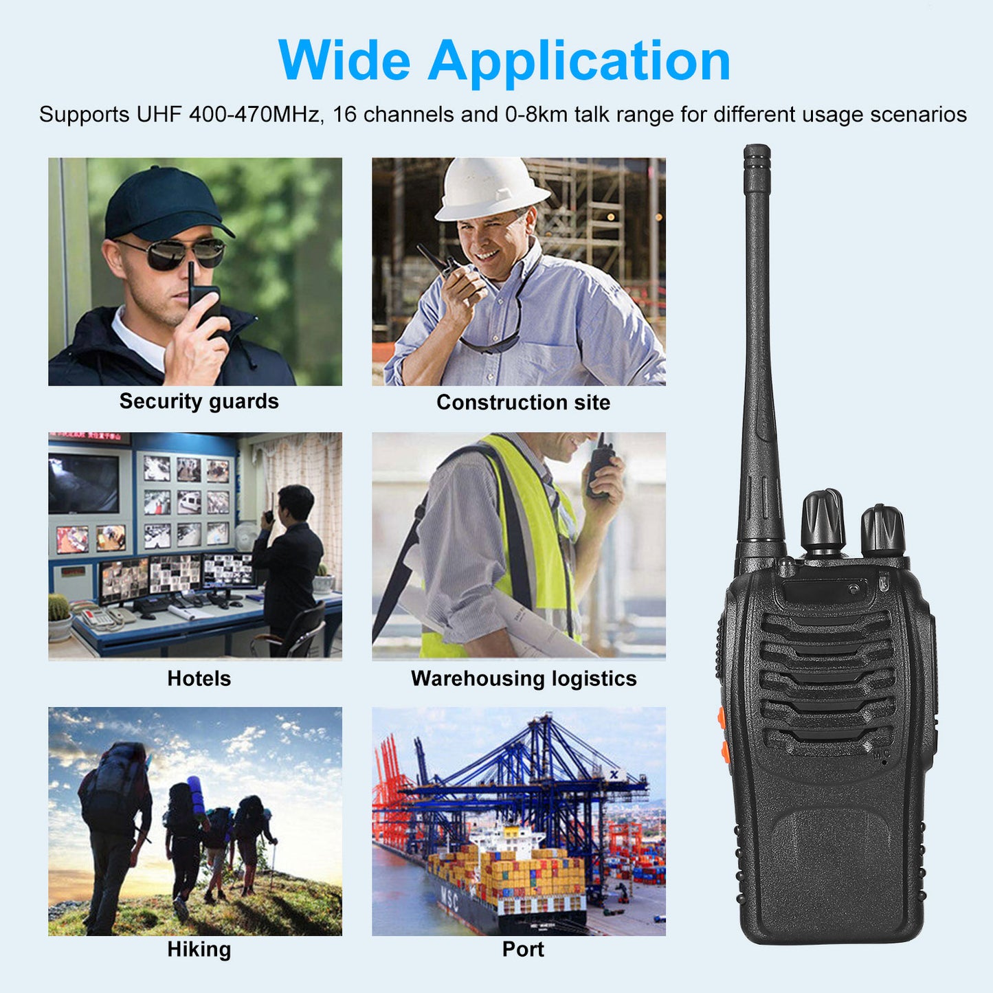 Walkie Talkies Two Way Radio UHF 16CH 400-470MHZ Long Range