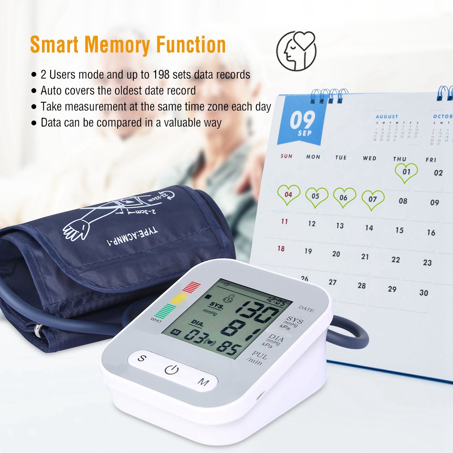Digital Arm Blood Pressure Monitor LCD Digital Heart Beat BP Gauge Health Test