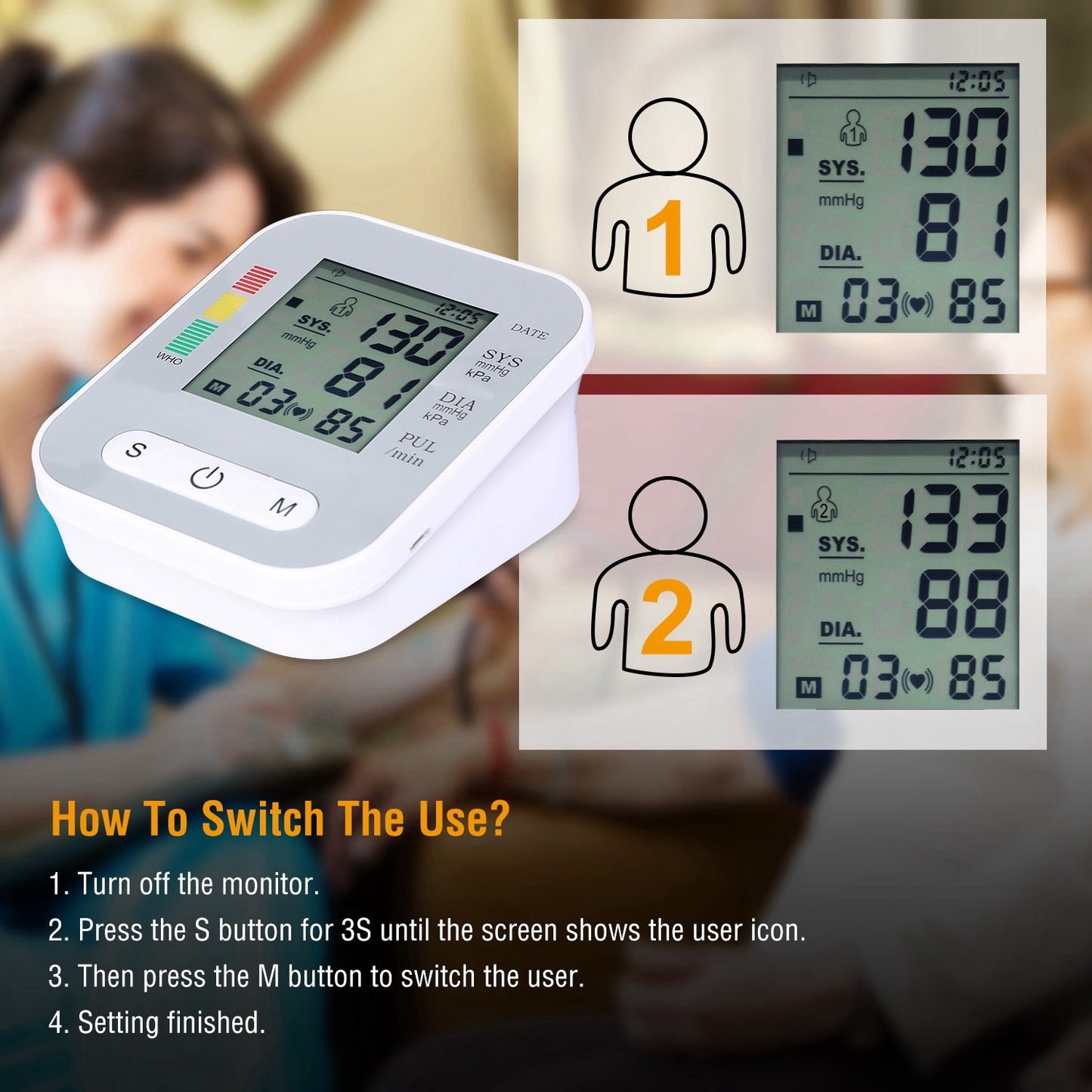 Digital Arm Blood Pressure Monitor LCD Digital Heart Beat BP Gauge Health Test